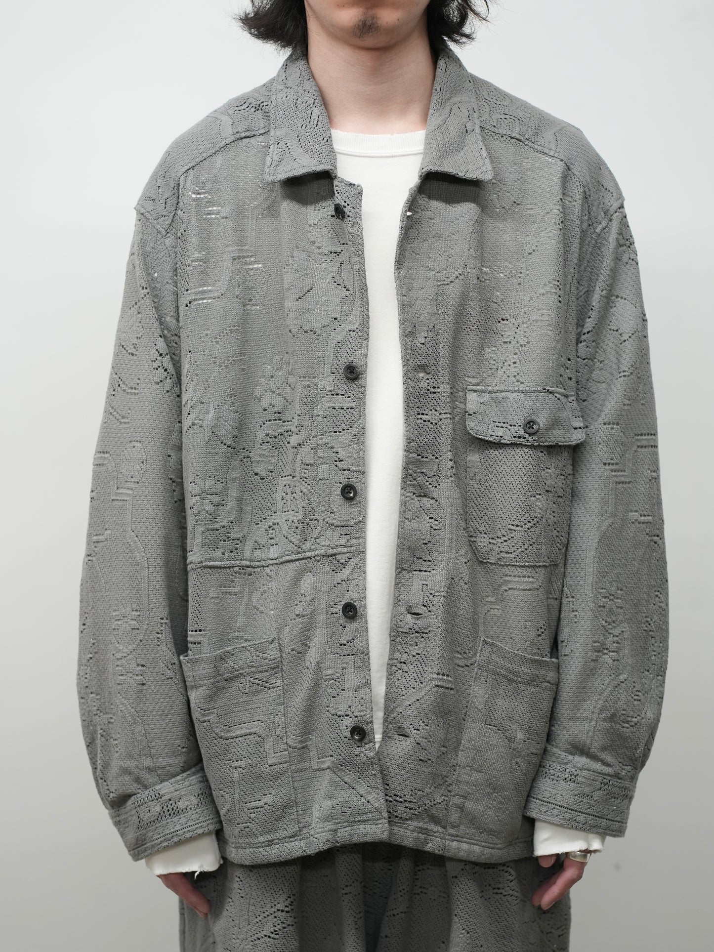 AGING LACE WORK SHIRT(GRAY)