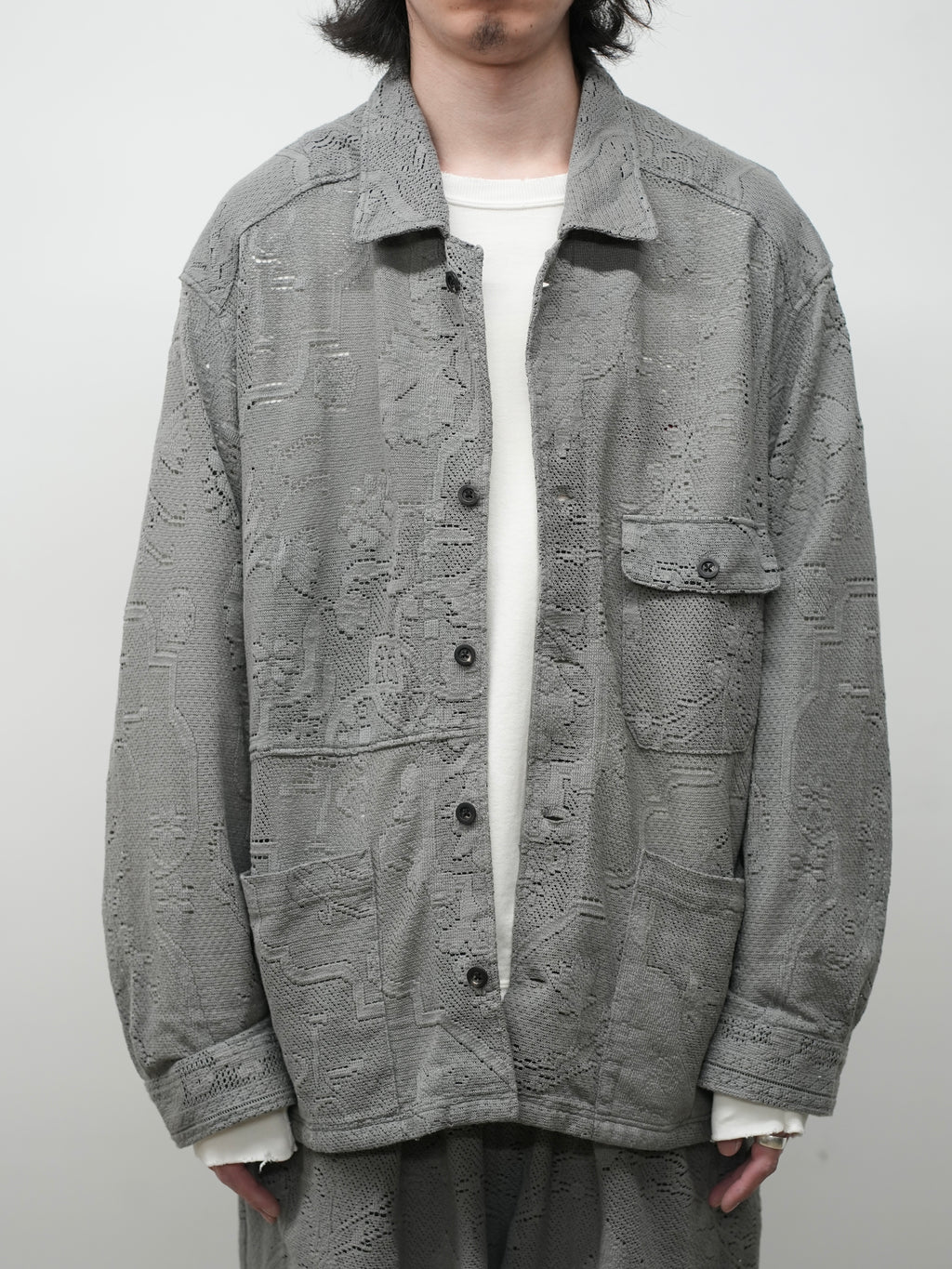 AGING LACE WORK SHIRT(GRAY)