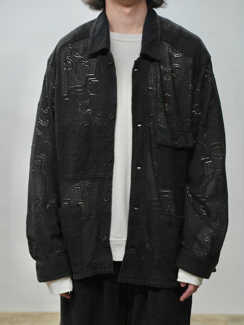 AGING LACE WORK SHIRT(BLACK)