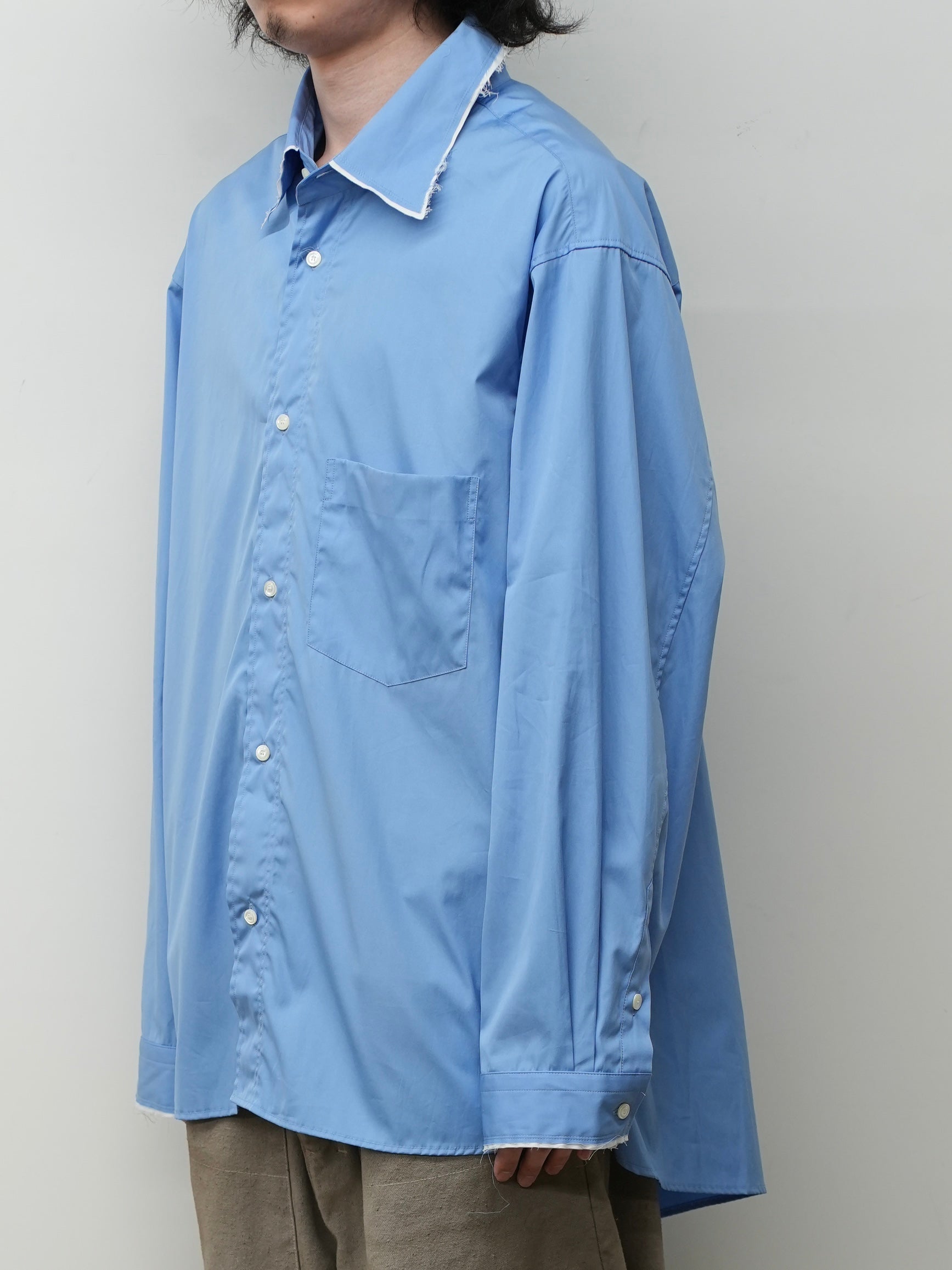 トップス ANCELLM HIGH-COUNT FRAYED OVER SHIRT 2 HIGH-COUNT FRAYED OVER SHIRT(BLUE) – ANCELLM