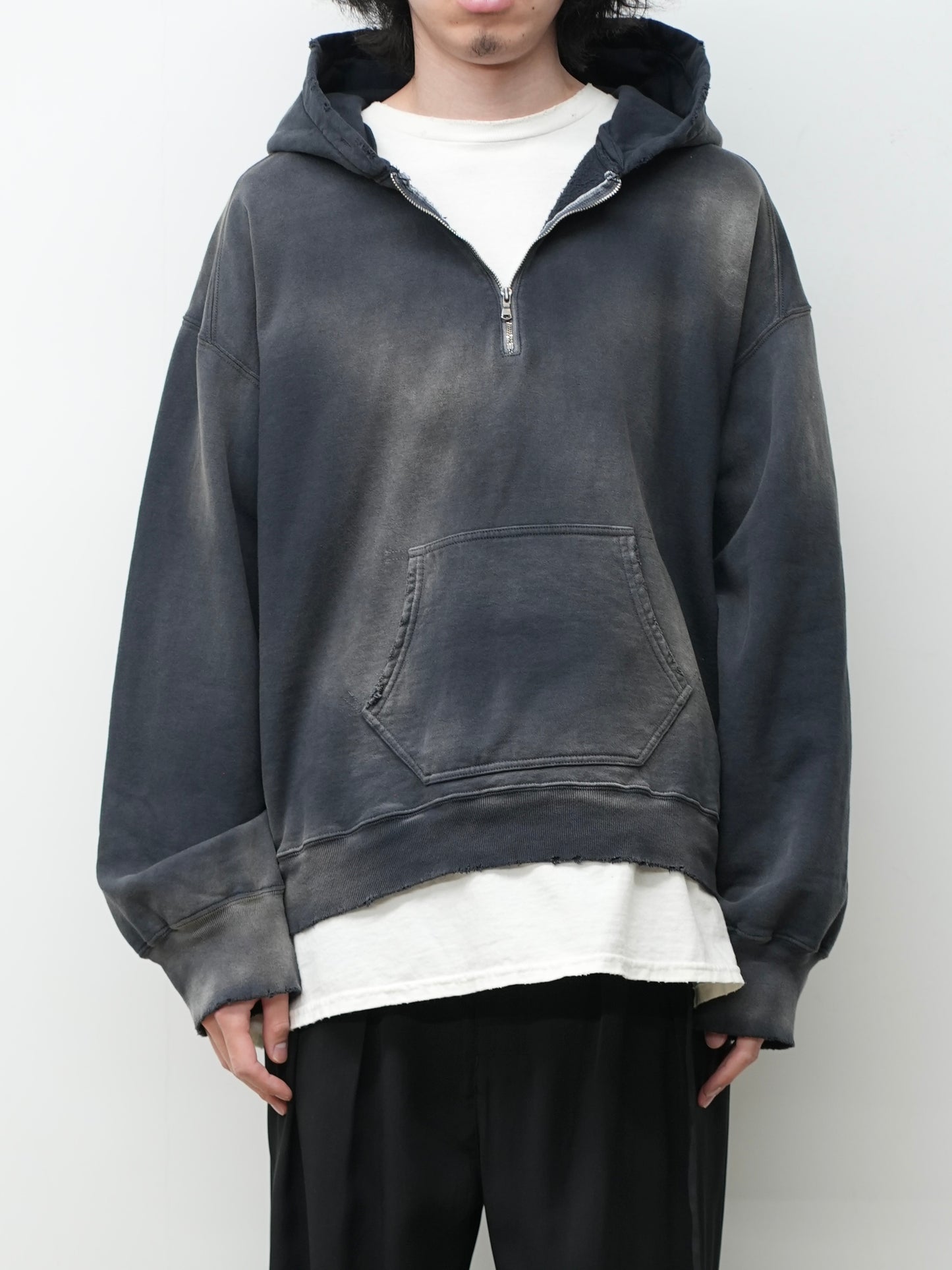 LIGHT LOOP ZIP HOODIE(BLACK)