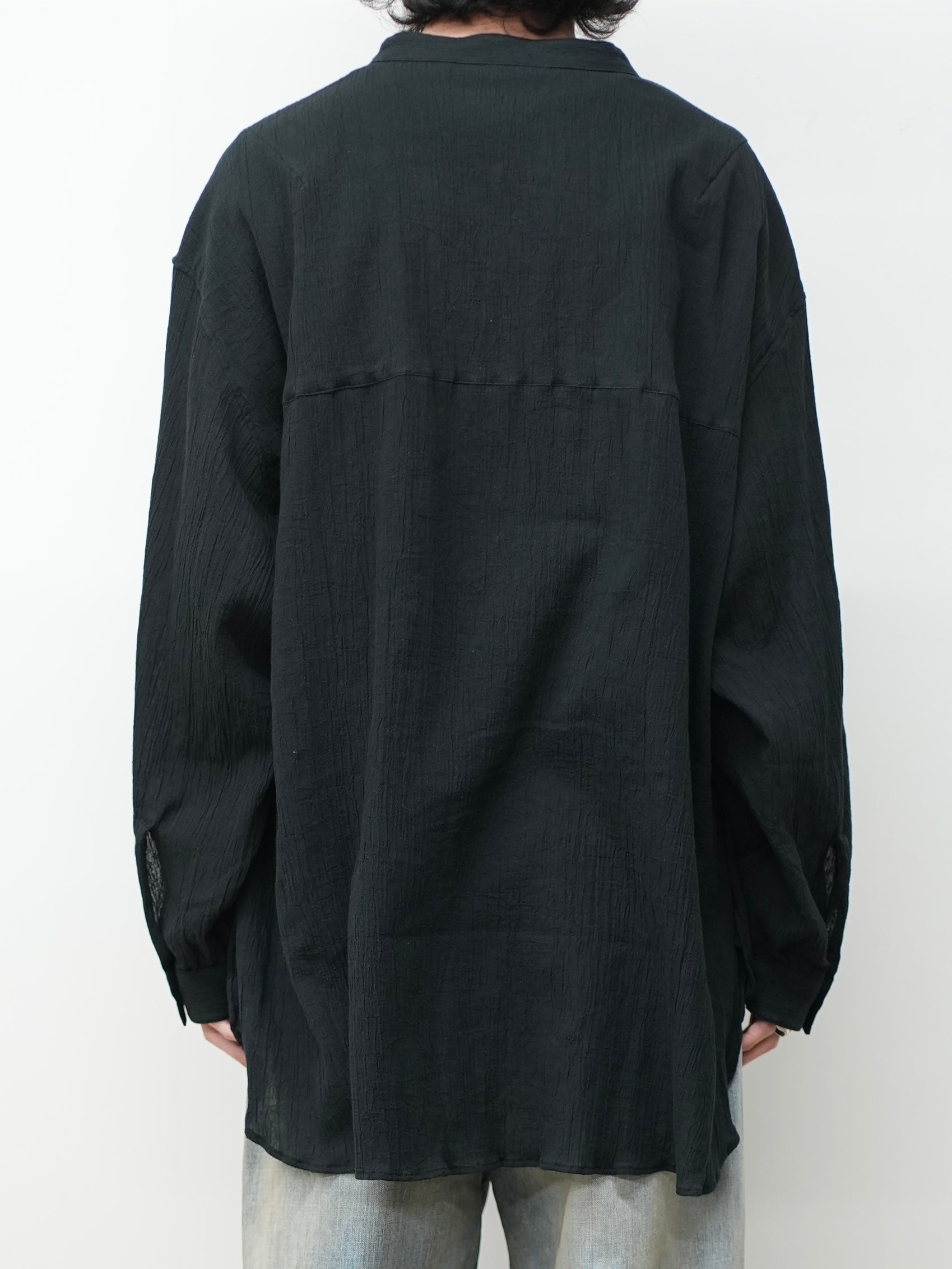 CREPE HALF ZIP SHIRT(BLACK) – ANCELLM