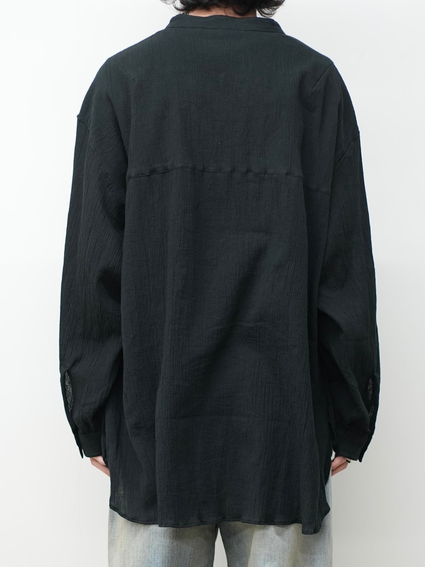 CREPE HALF ZIP SHIRT(BLACK)