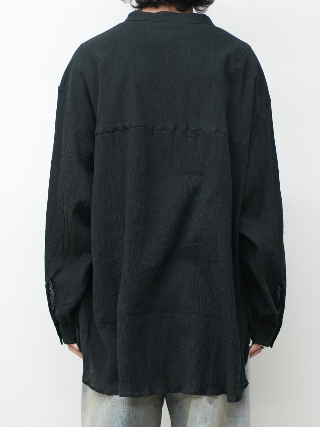 CREPE HALF ZIP SHIRT(BLACK)