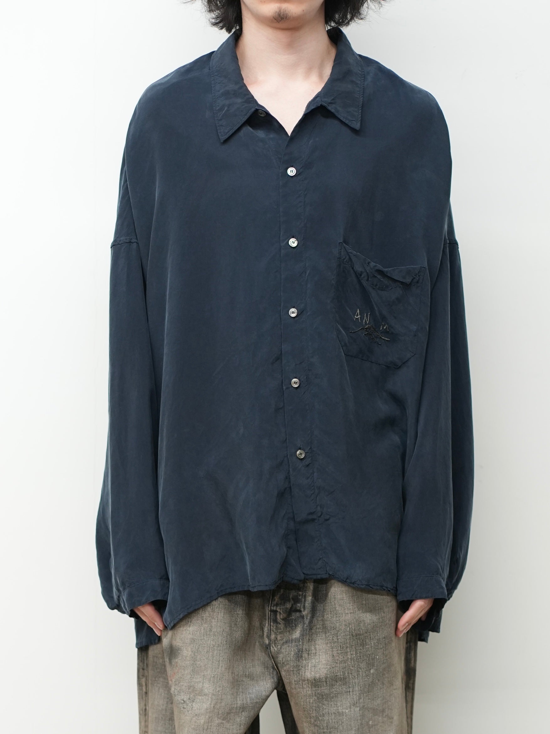 【新品未使用】EMBROIDERED SOUVENIR SHIRT NAVY 2 EMBROIDERED SOUVENIR SHIRT(NAVY) – ANCELLM