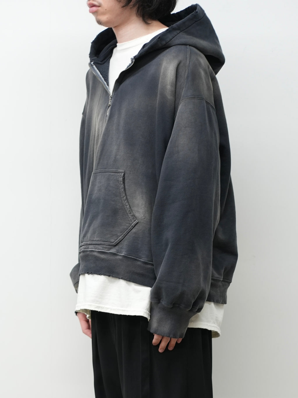 LIGHT LOOP ZIP HOODIE(BLACK)