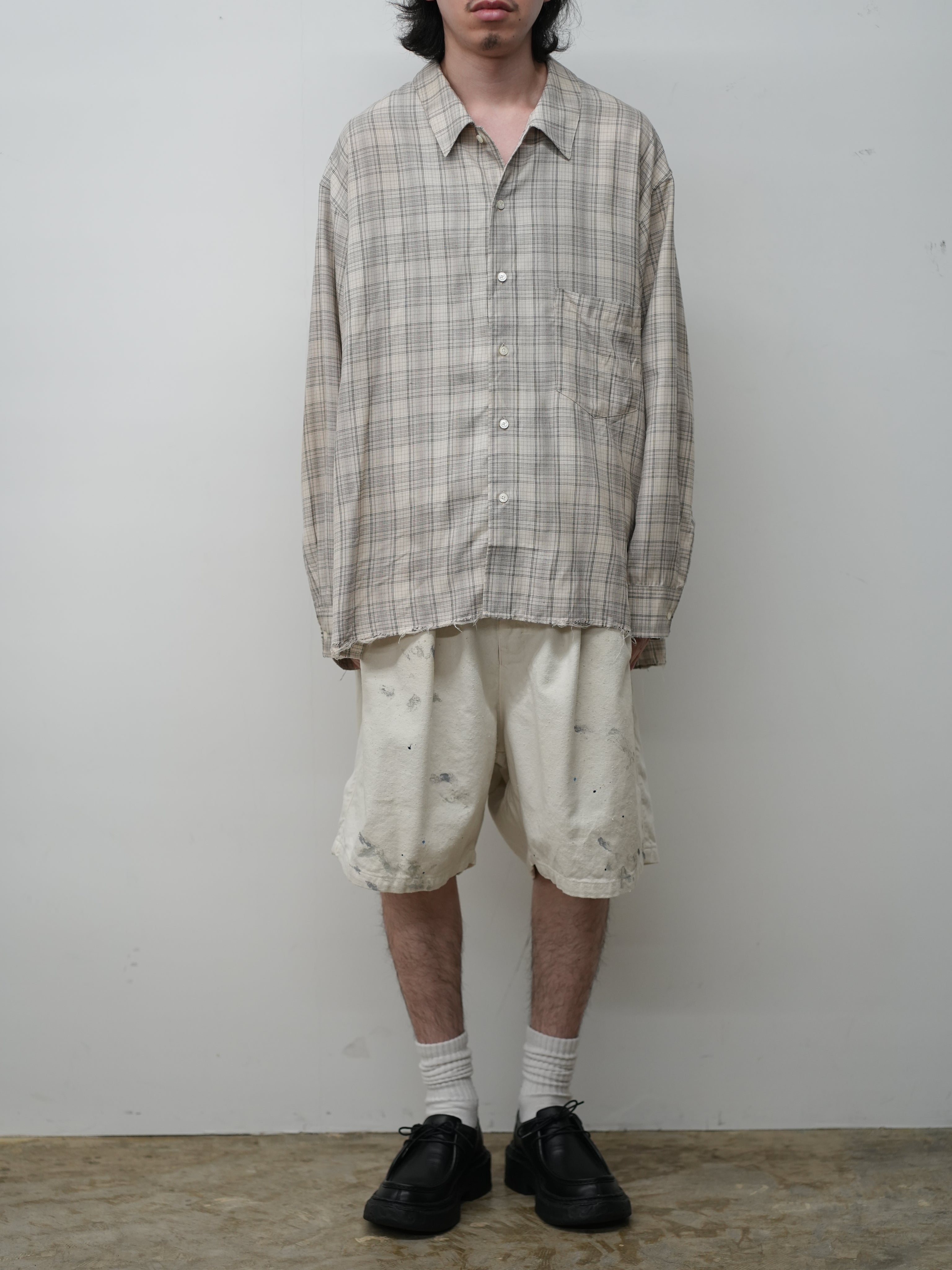 AGING RAYON CHECK SHIRT(BEIGE) – ANCELLM