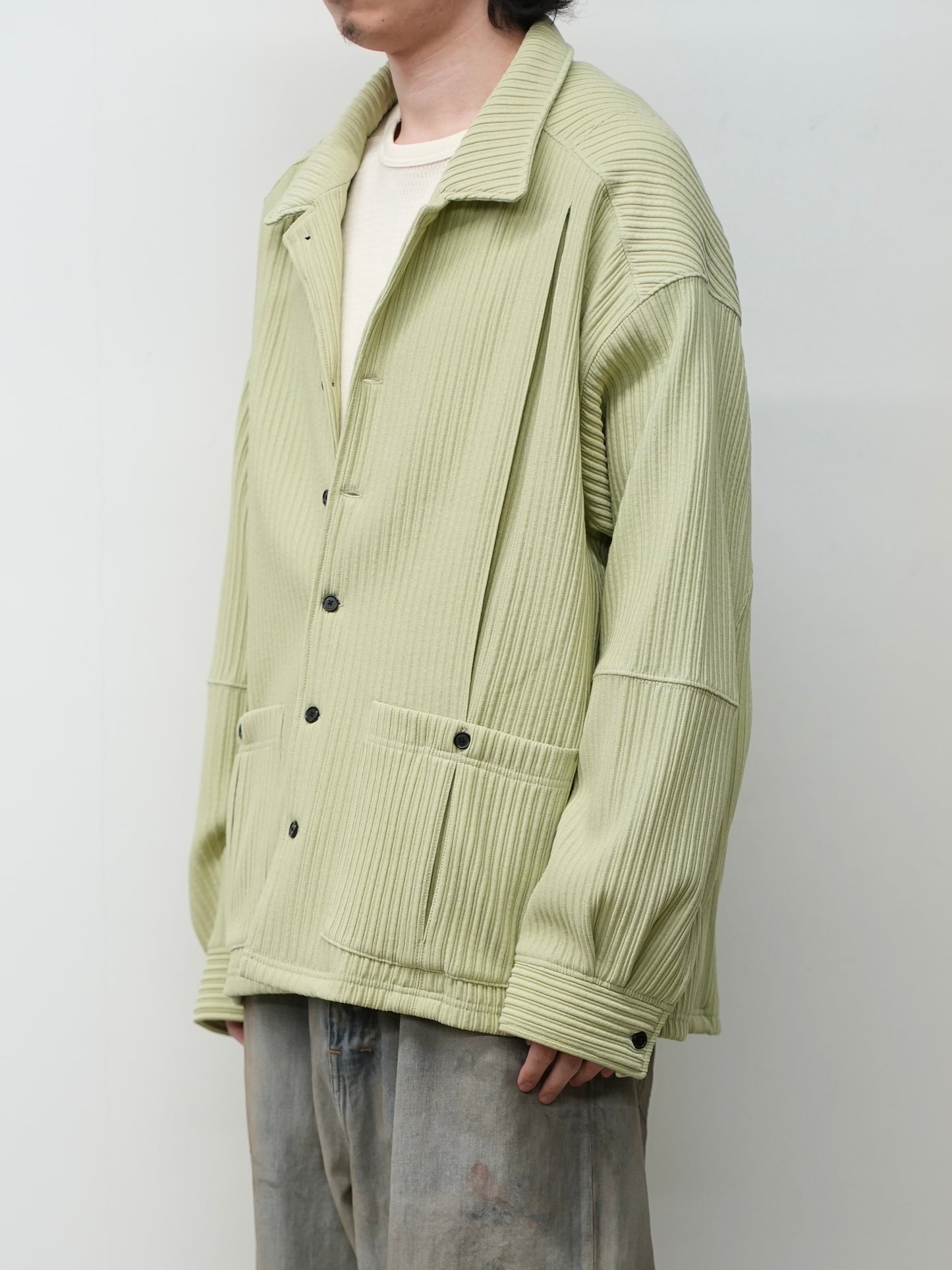 WRINKLED STRIPE SHIRT(WASABI)