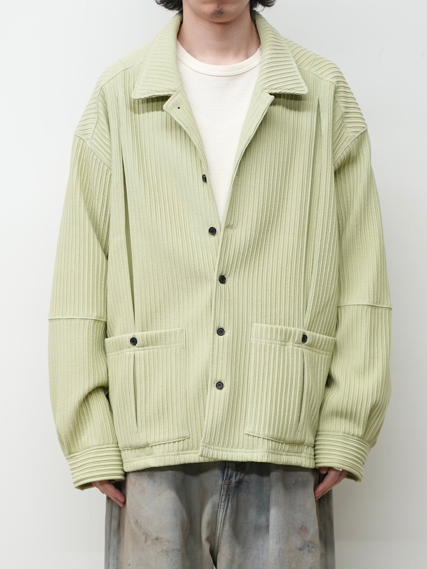 WRINKLED STRIPE SHIRT(WASABI)
