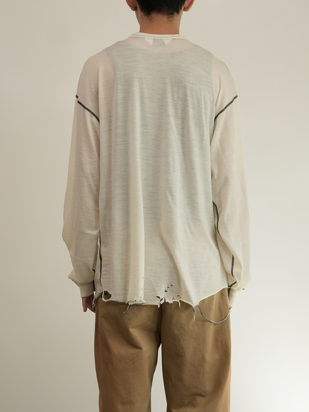 DAMAGE WOOL CREW LS T-SHIRT(IVORY)