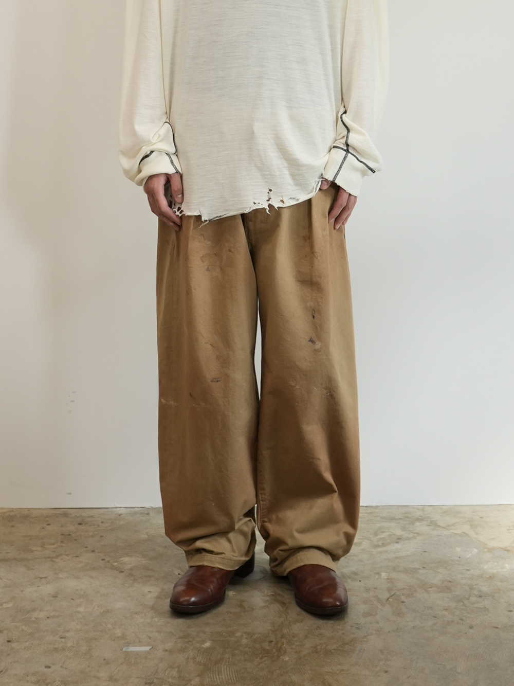 PAINT CHINO TROUSERS(BEIGE)