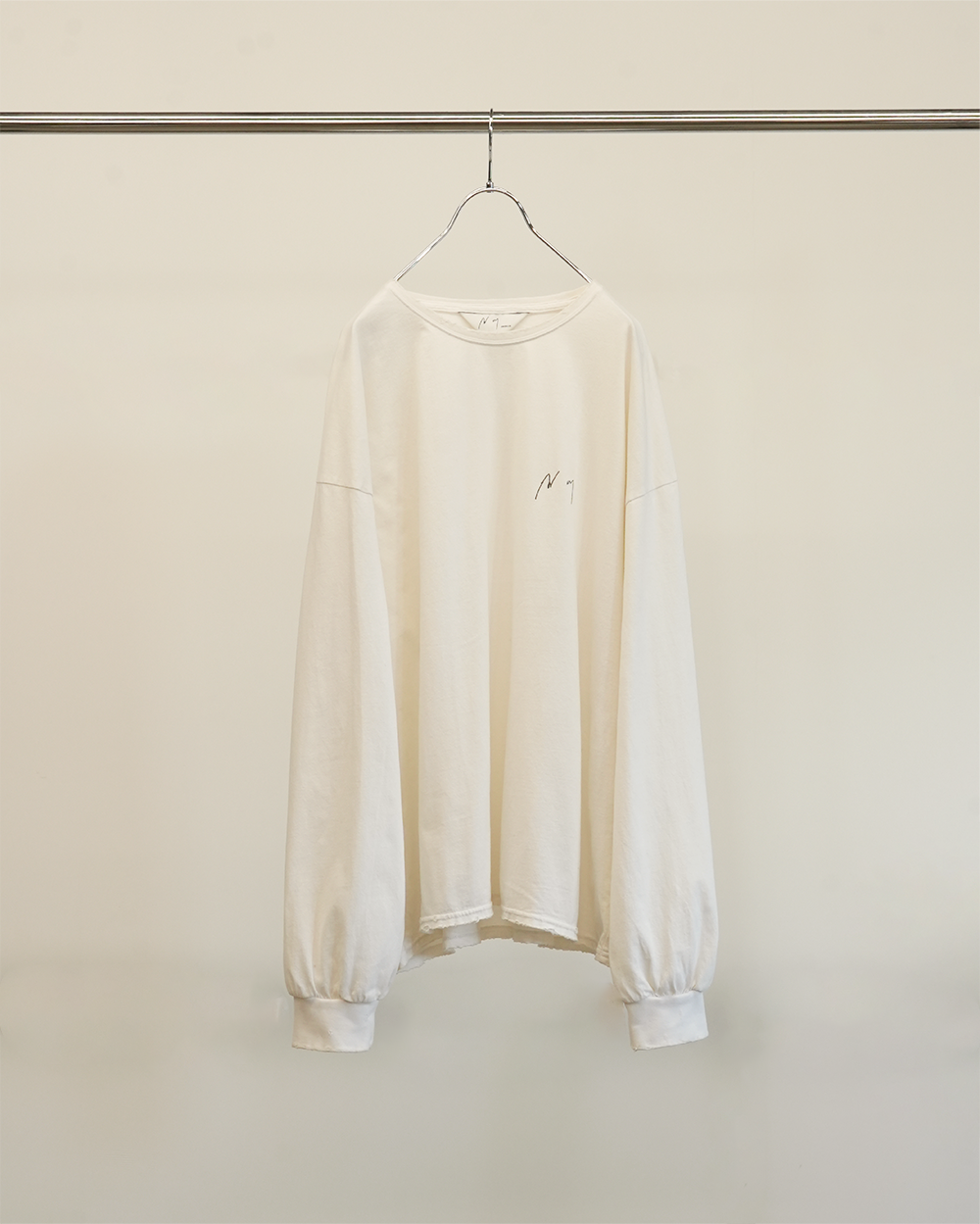 EMBROIDERY DYED LS T-SHIRT(WHITE)