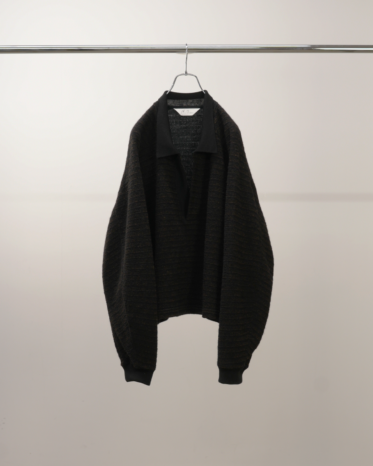 WOOL BORDER SKIPPER SHIRT(BLACK)