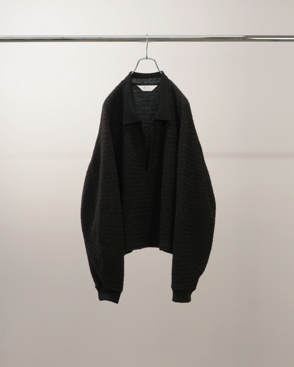 WOOL BORDER SKIPPER SHIRT(BLACK)