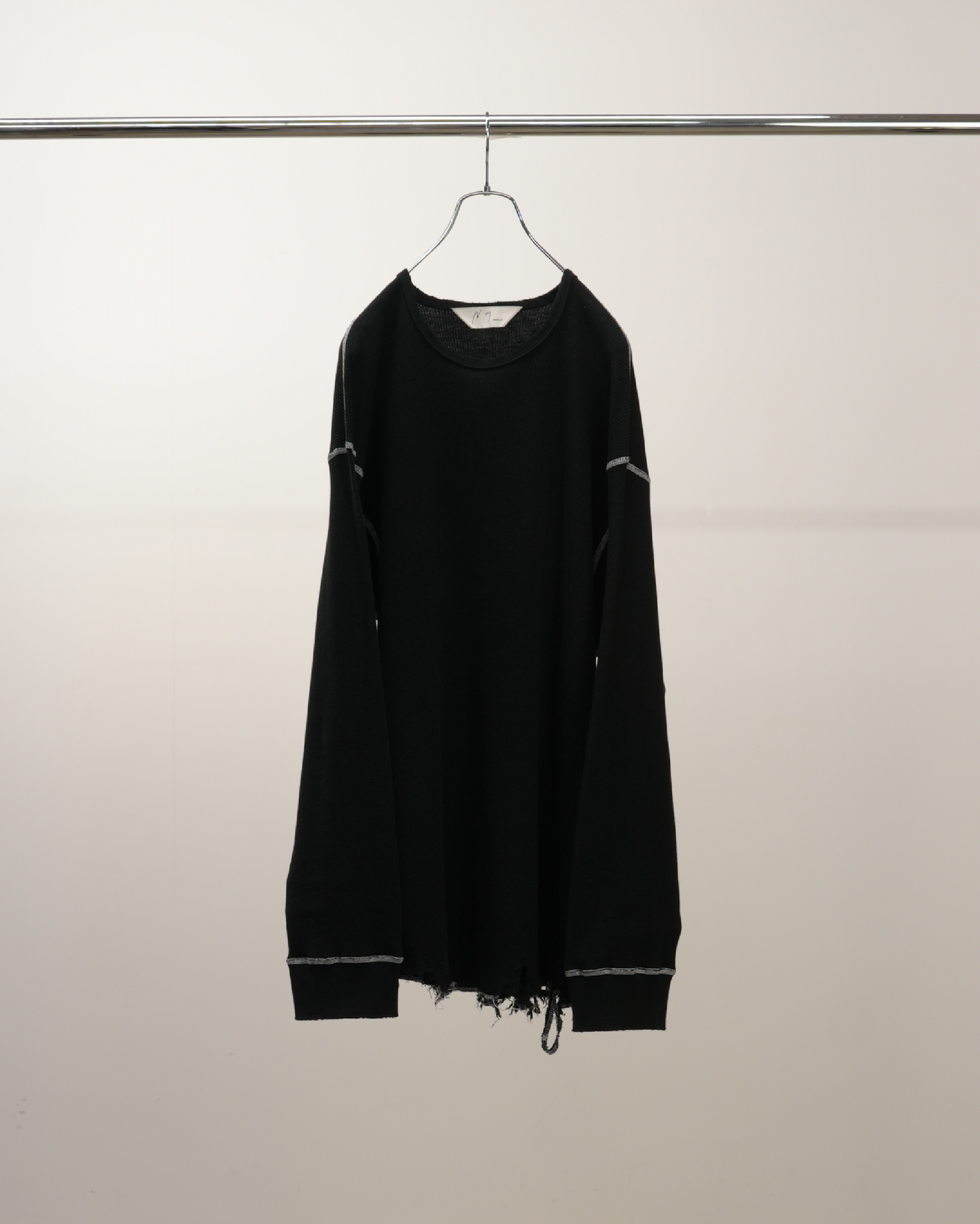 DAMAGE WAFFLE CREW LS T-SHIRT(BLACK) – ANCELLM