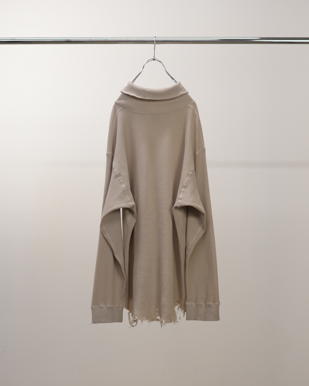 ancellm damage waffle カットソー Tシャツ グレージュ ２ ANCELLM - DAMAGE WAFFLE CREW LS T-SHIRT/GREIGE | NapsNote