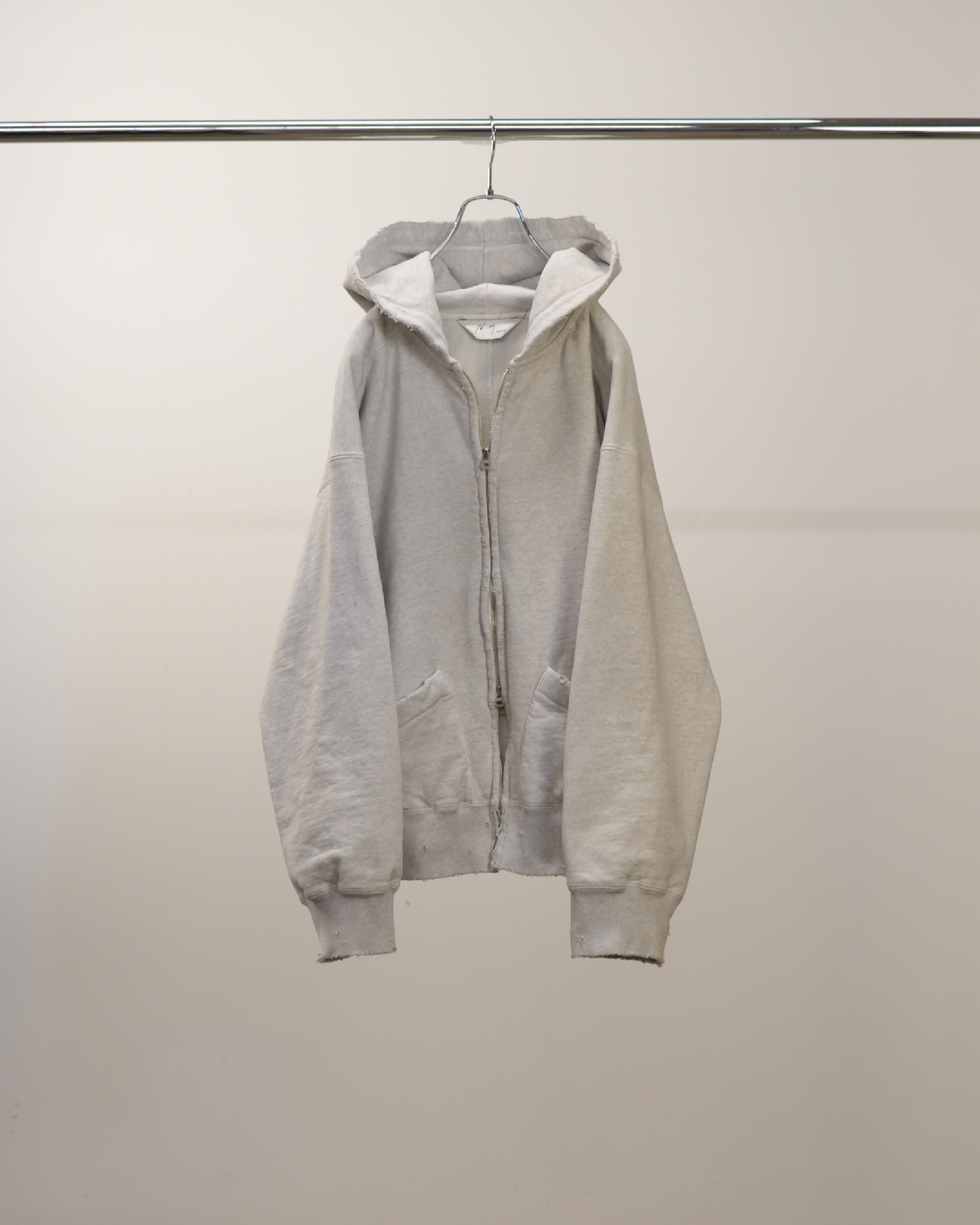 ZIP UP HOODIE(HEATHER WHITE) – ANCELLM
