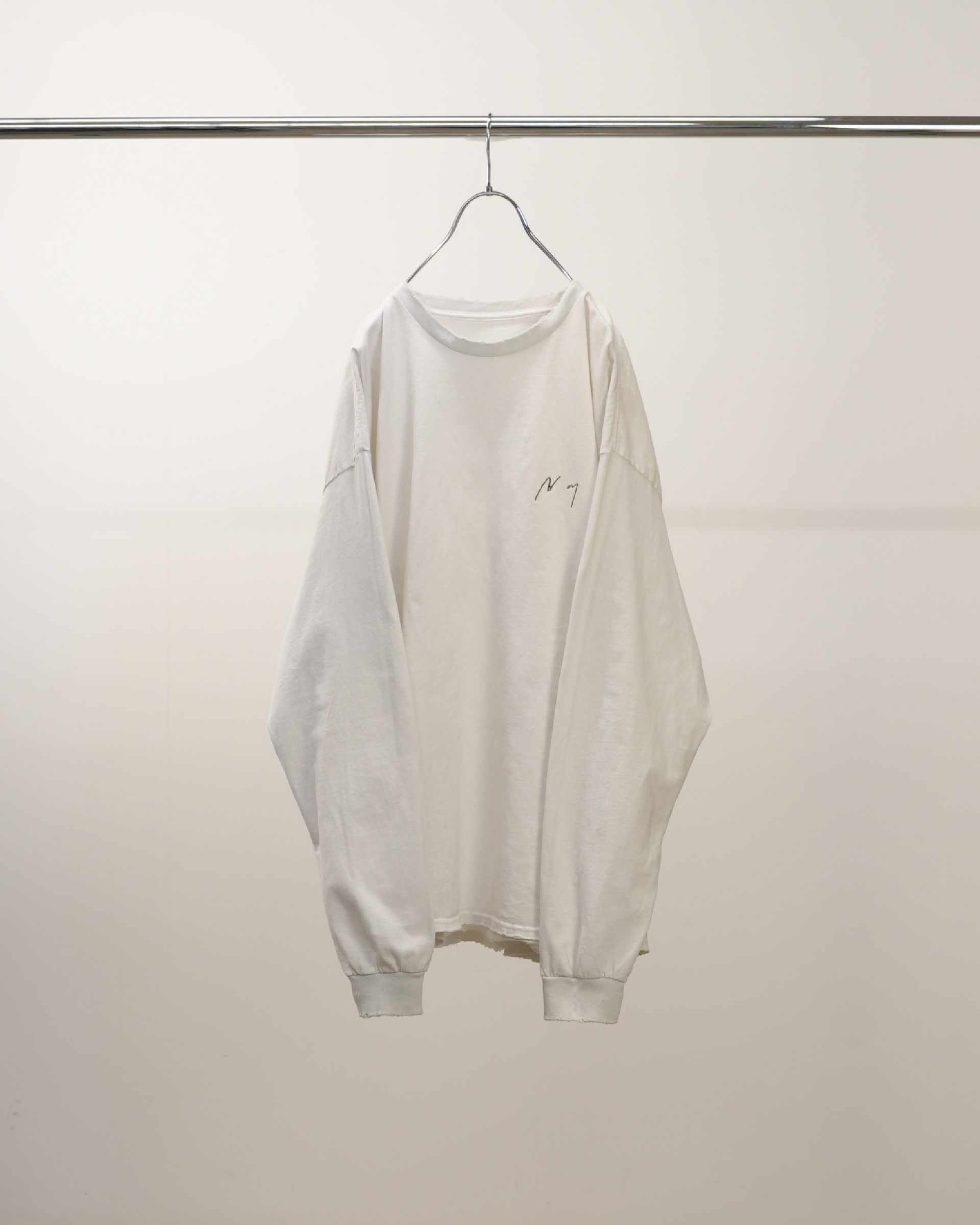 EMBROIDERY DYED LS T-SHIRT(WHITE) – ANCELLM