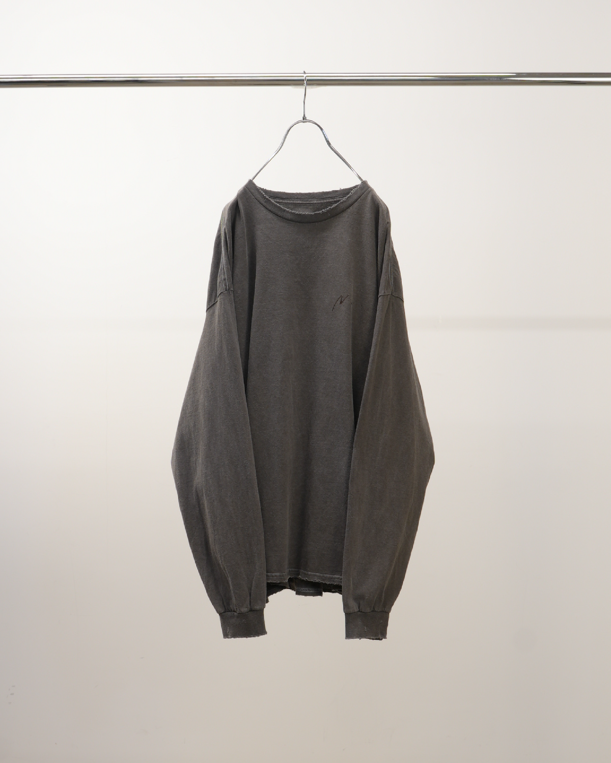 EMBROIDERY DYED LS T-SHIRT(F.BLACK) – ANCELLM EMBROIDERY DYED LS T-SHIRT(F.BLACK) – ANCELLM