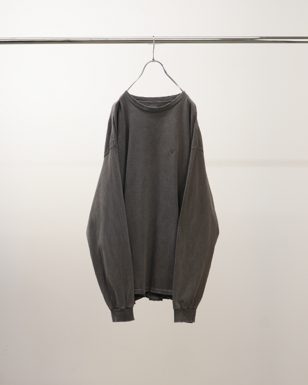 EMBROIDERY DYED LS T-SHIRT(F.BLACK) – ANCELLM EMBROIDERY DYED LS T-SHIRT(F.BLACK) – ANCELLM