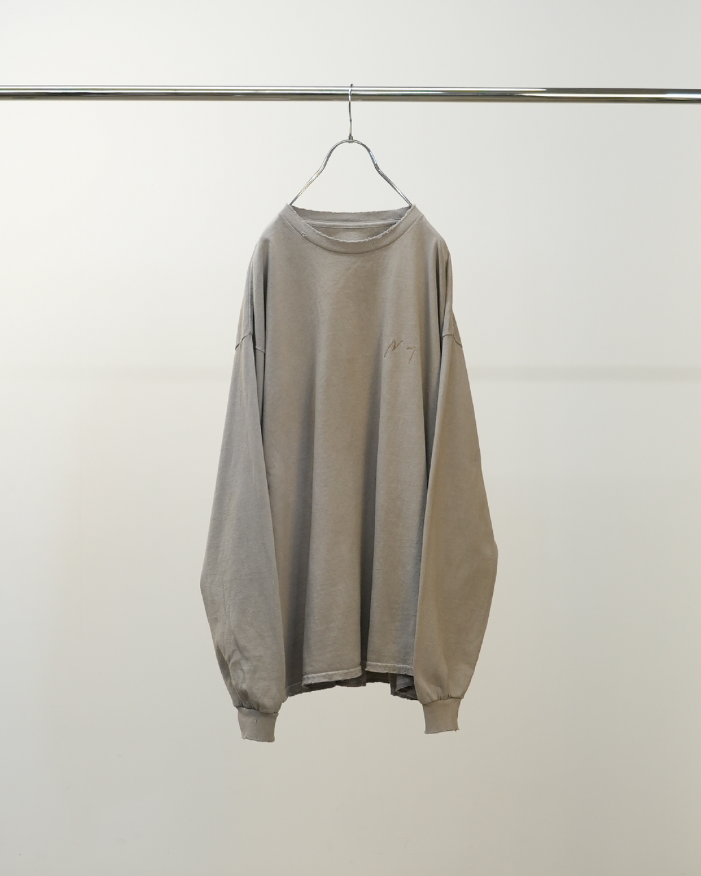 EMBROIDERY DYED LS T-SHIRT(GRAY)