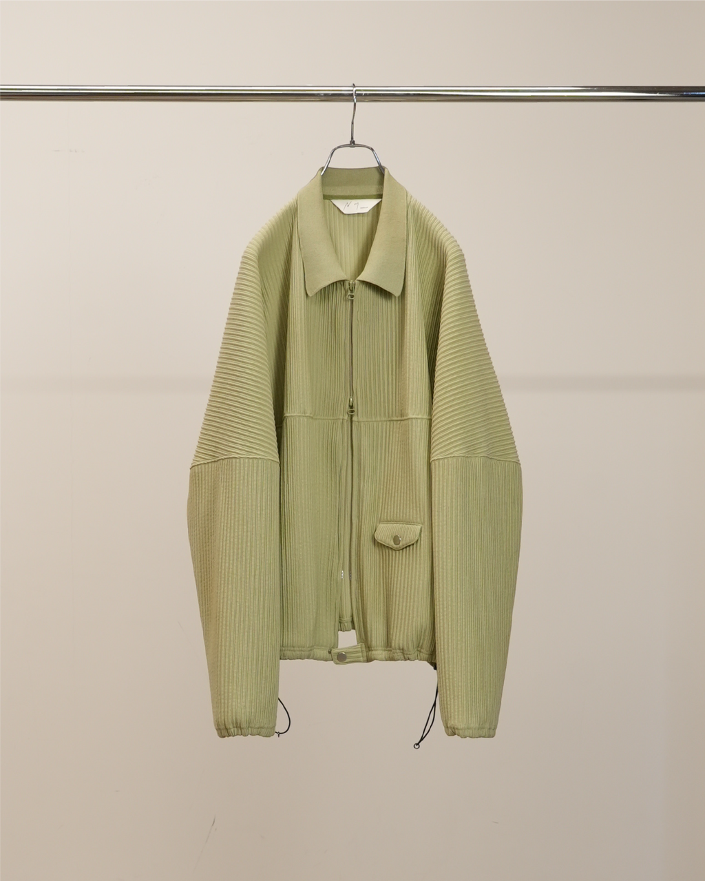 WRINKLED STRIPE SHORT SHIRT JACKET(WASABI)