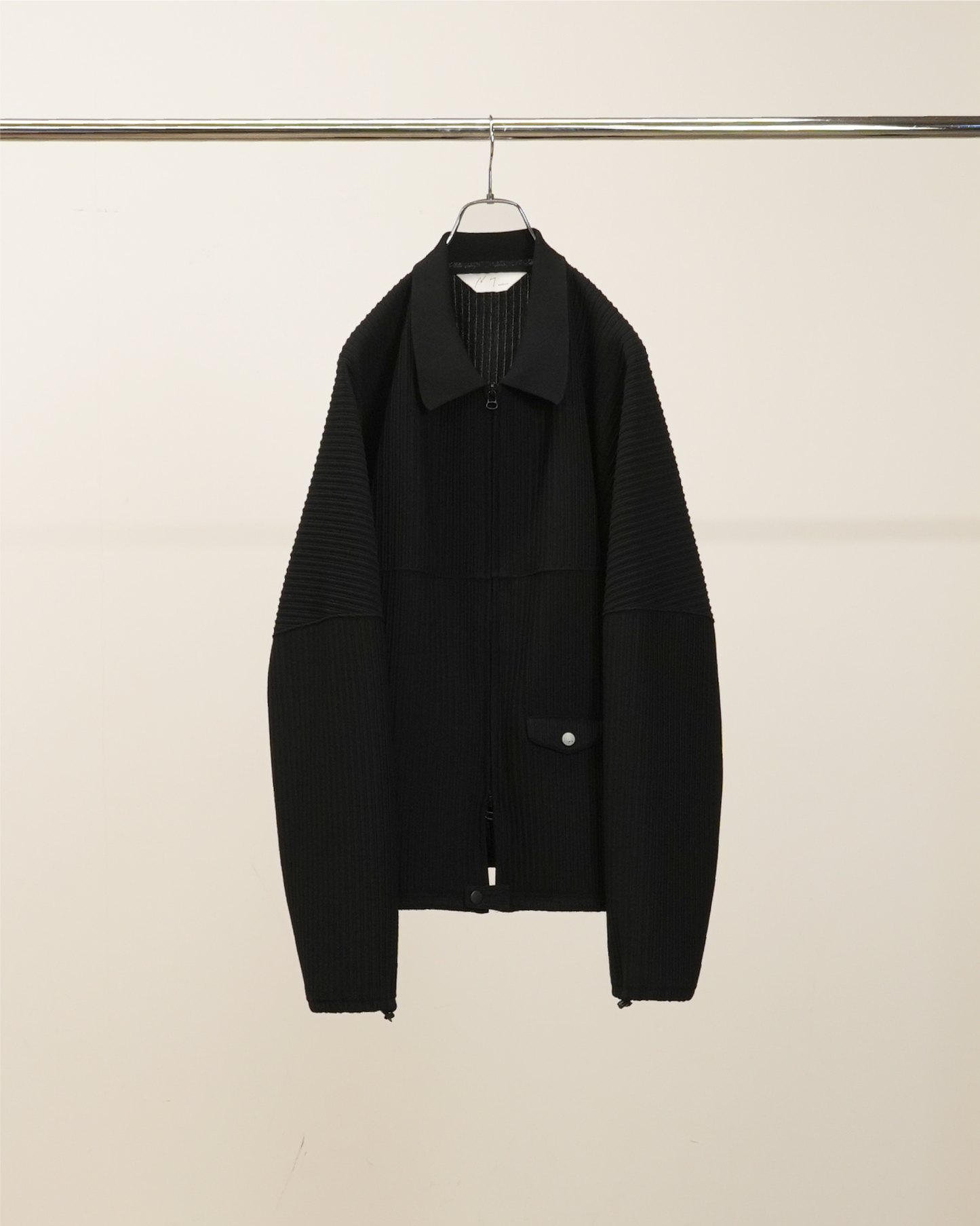 WRINKLED STRIPE SHORT SHIRT JACKET(BLACK)