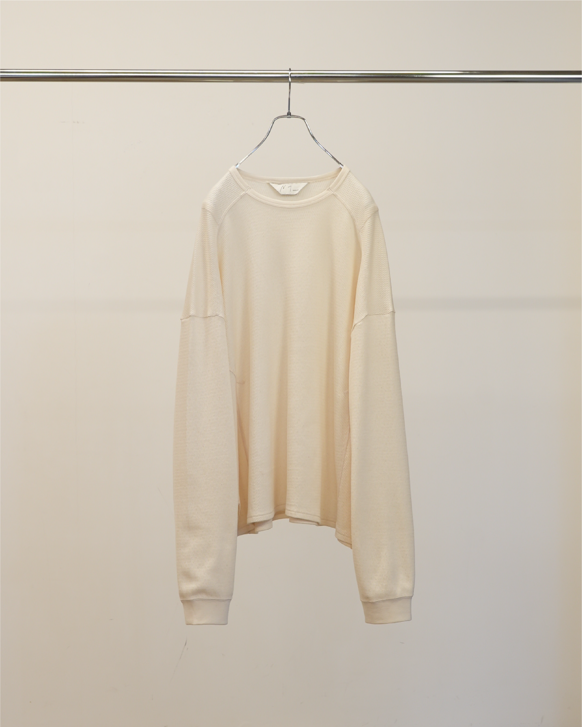 WAFFLE CREW NECK LS(WHITE) – ANCELLM