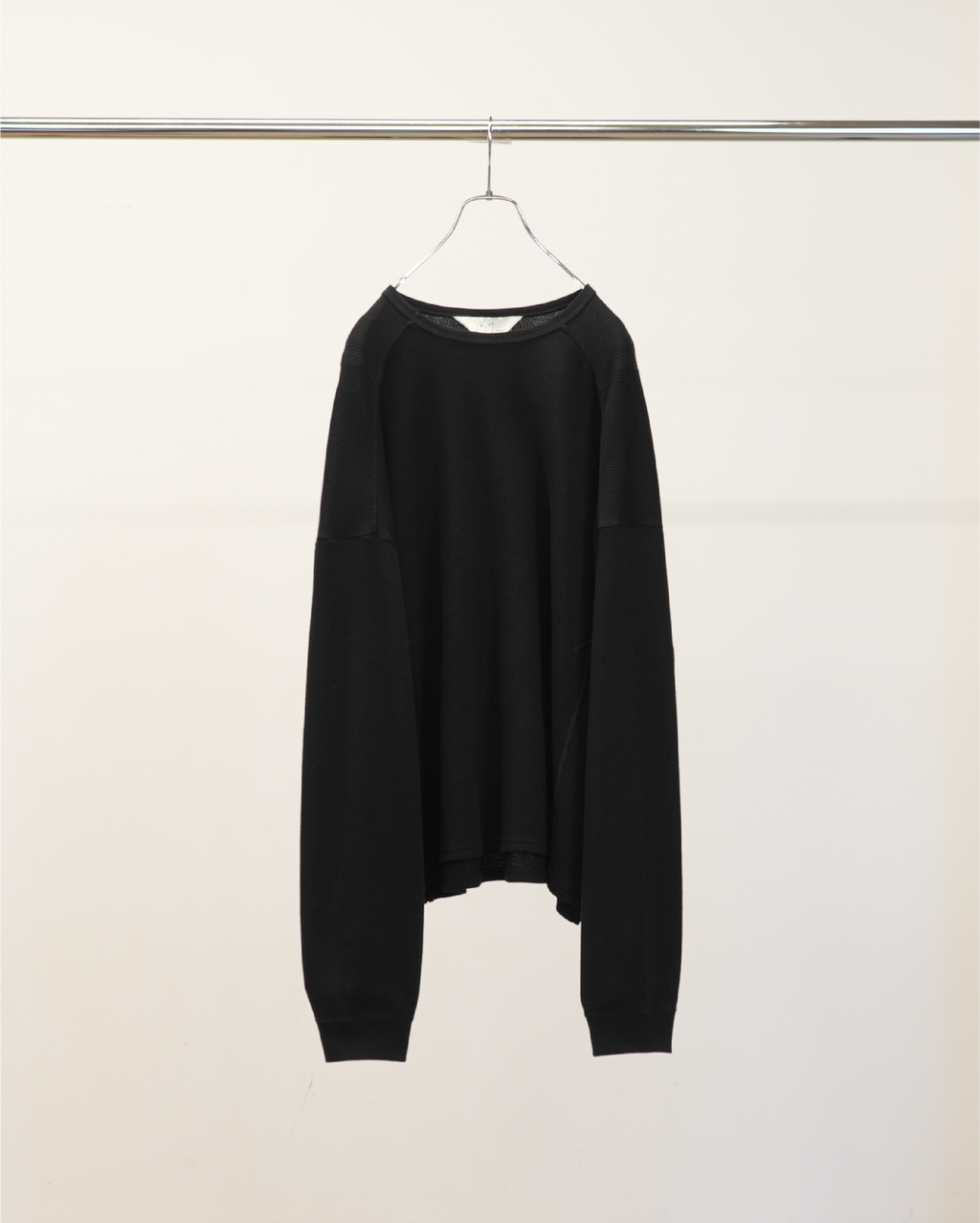 WAFFLE CREW NECK LS(BLACK)