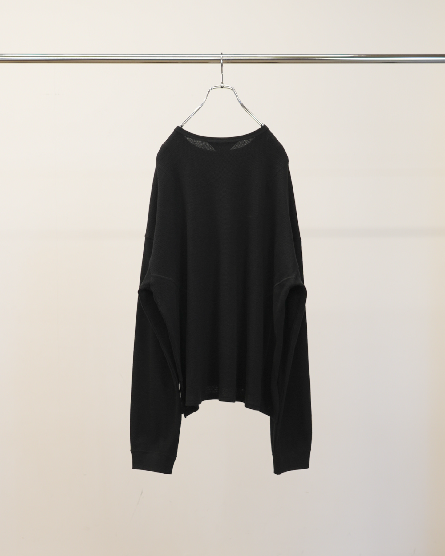 WAFFLE CREW NECK LS(BLACK)