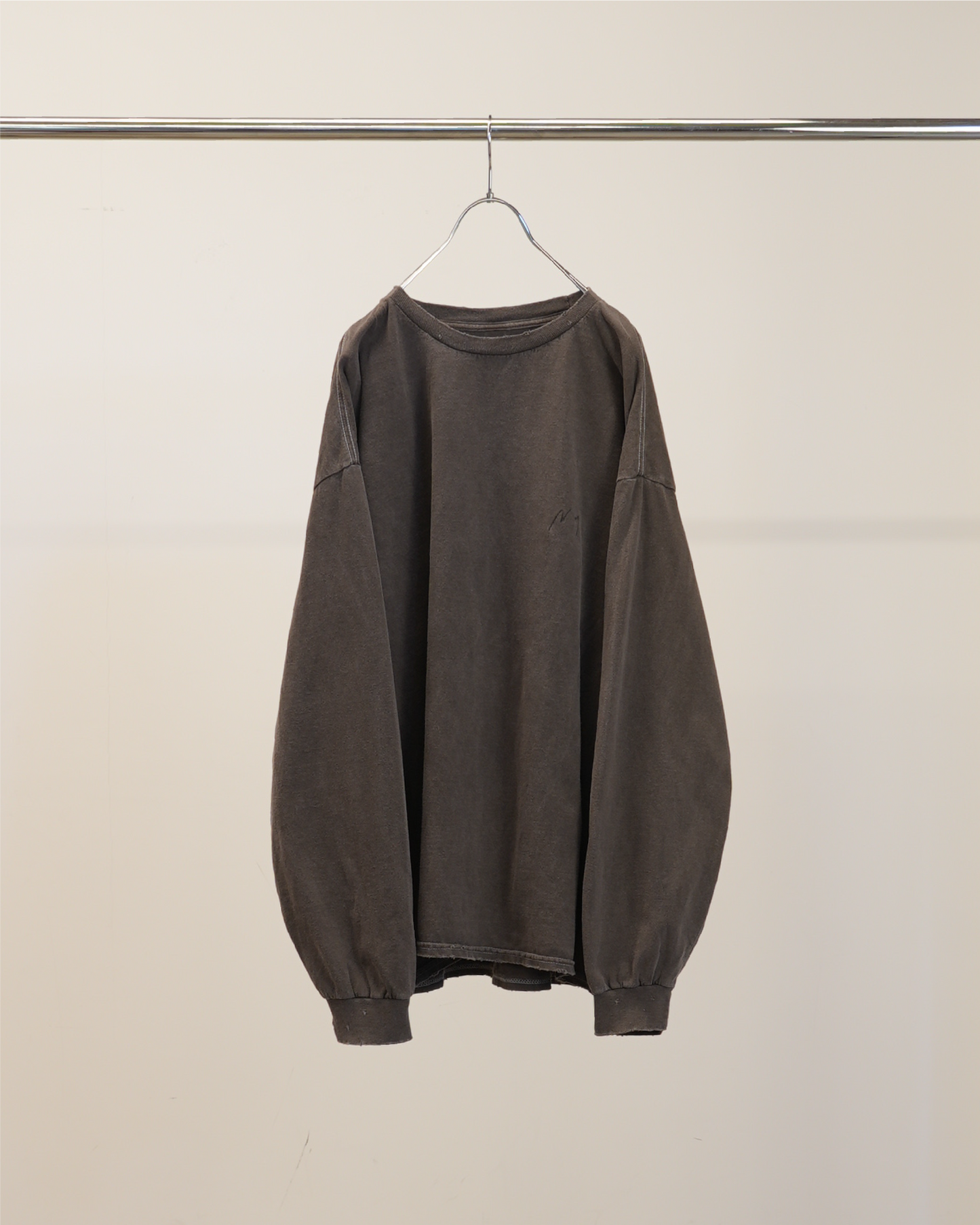 EMBROIDERY DYED LS(BROWN)