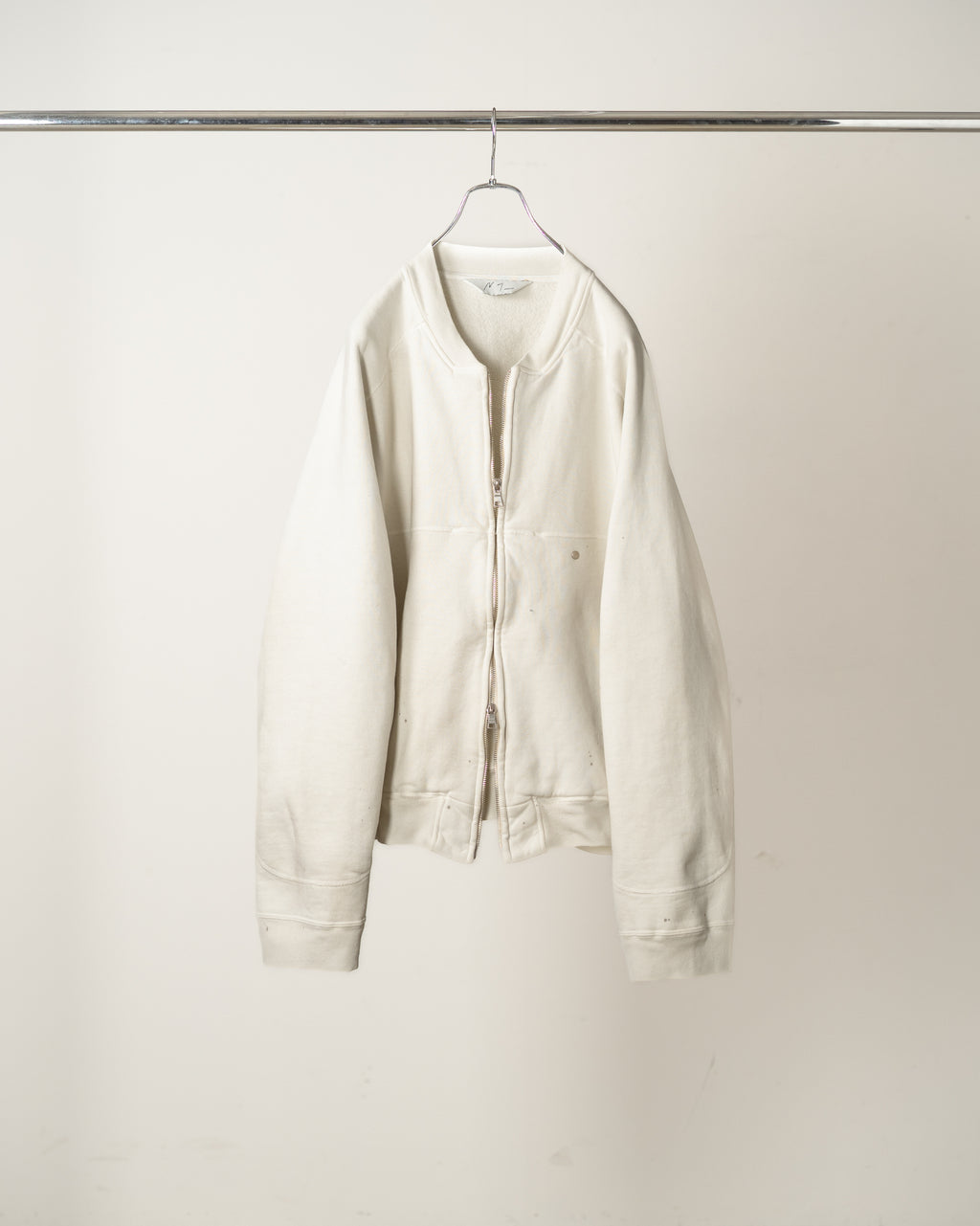 FLEECE-LINED SWEAT VARSITY SHIRT(WHITE)