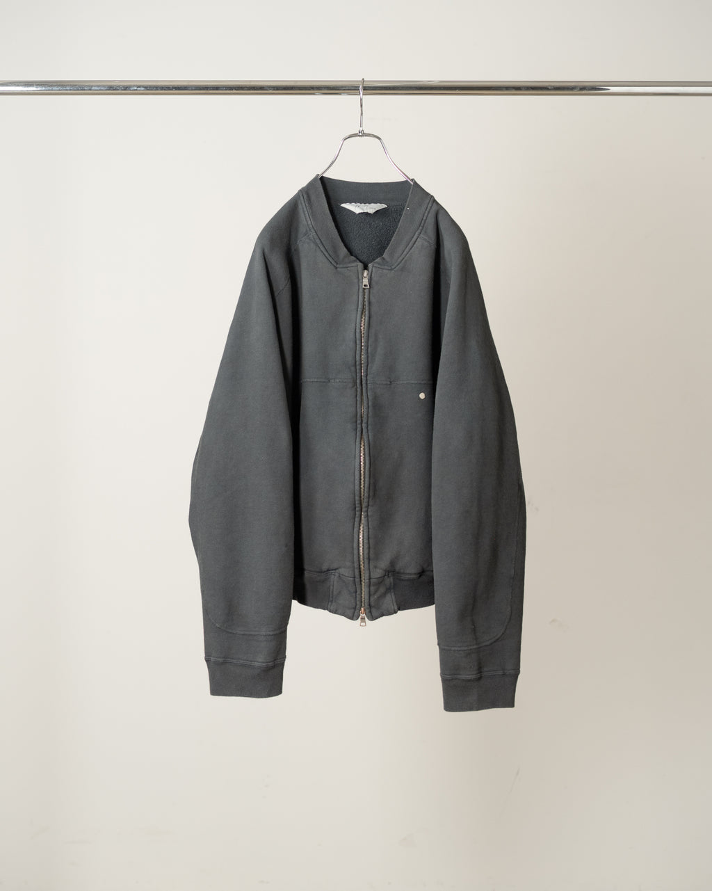 FLEECE-LINED SWEAT VARSITY SHIRT(BLACK)