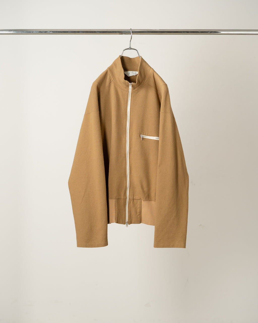 SHRINK WOOL ZIP UP STAND BLOUSON(BEIGE)