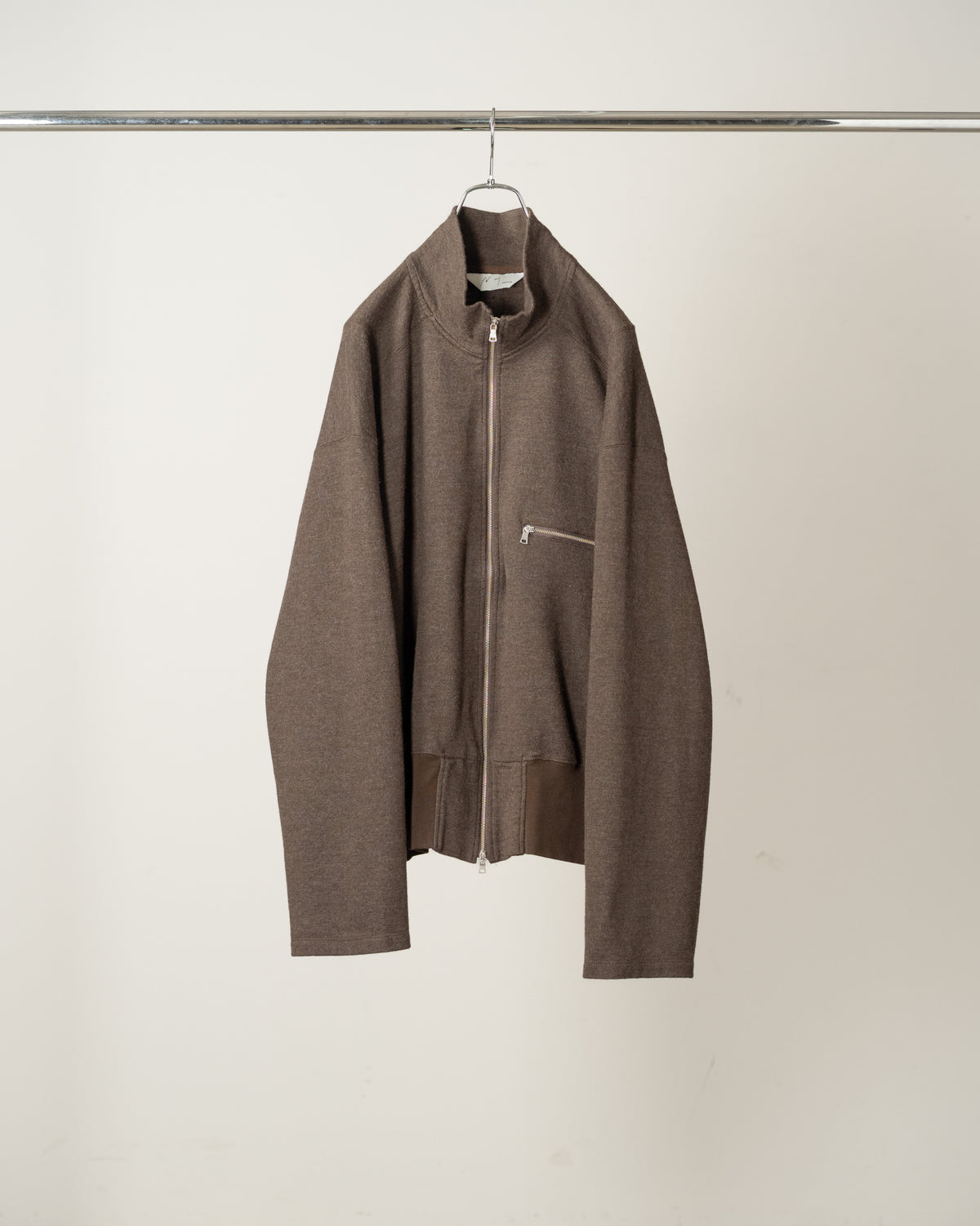 SHRINK WOOL ZIP UP STAND BLOUSON(BROWN)