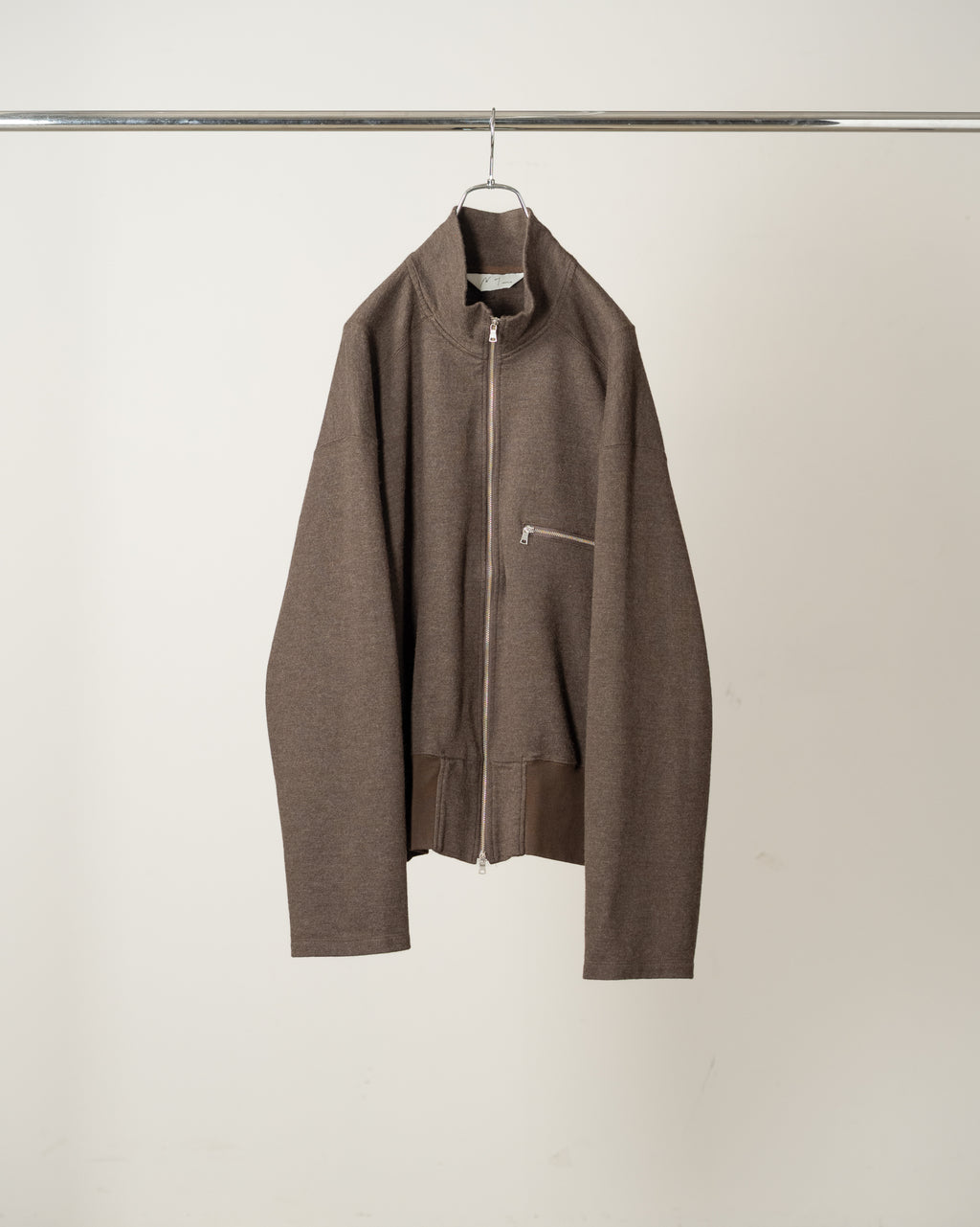 SHRINK WOOL ZIP UP STAND BLOUSON(BROWN)