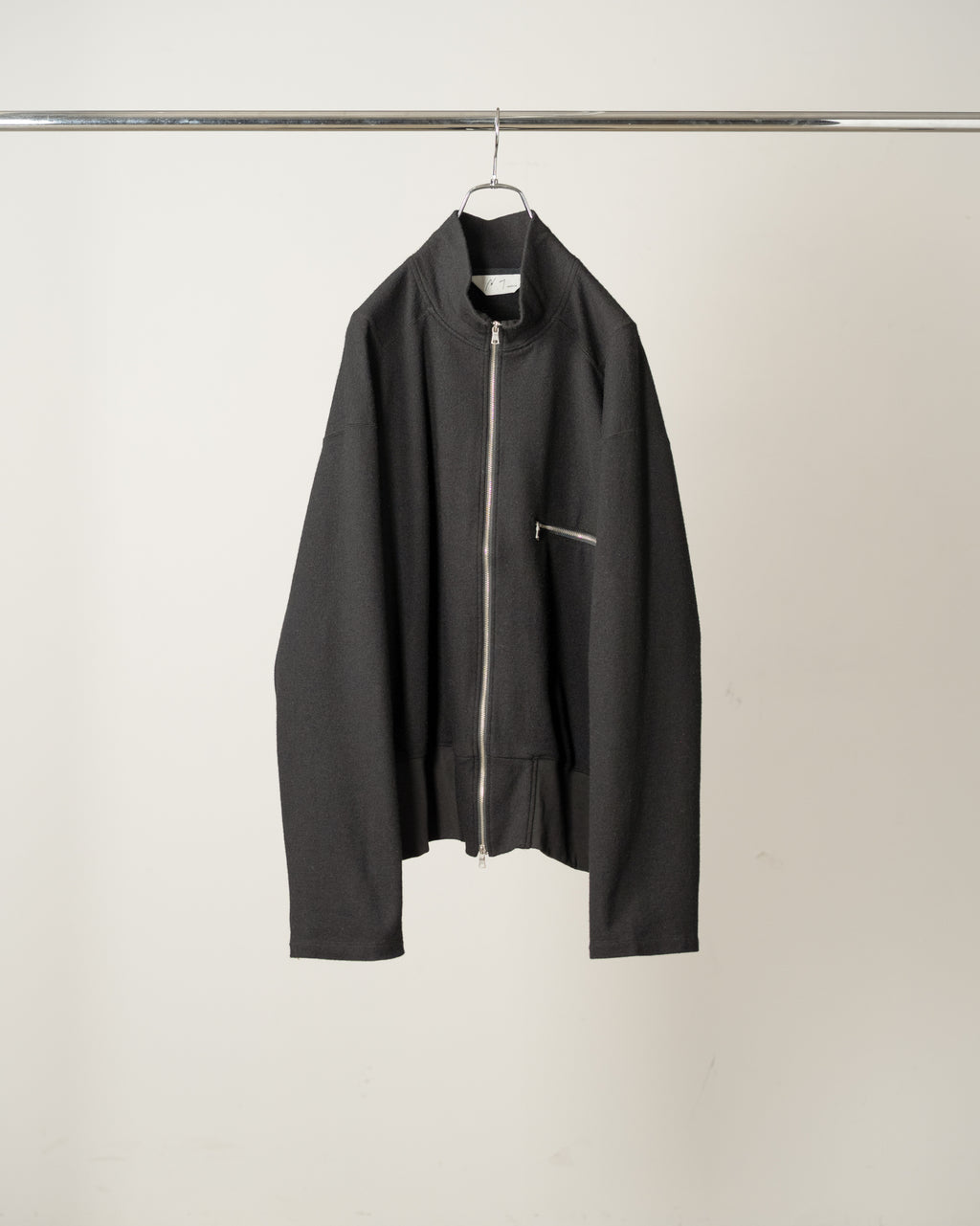 SHRINK WOOL ZIP UP STAND BLOUSON(BLACK)