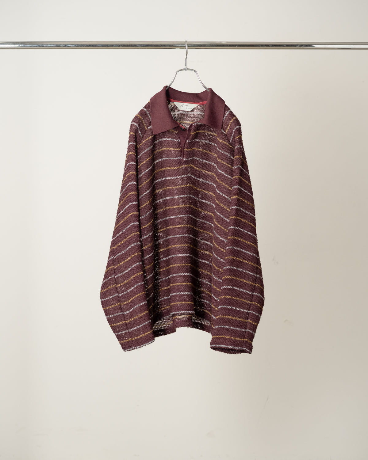 CUT BORDER SKIPPER SHIRT(BURGUNDY)