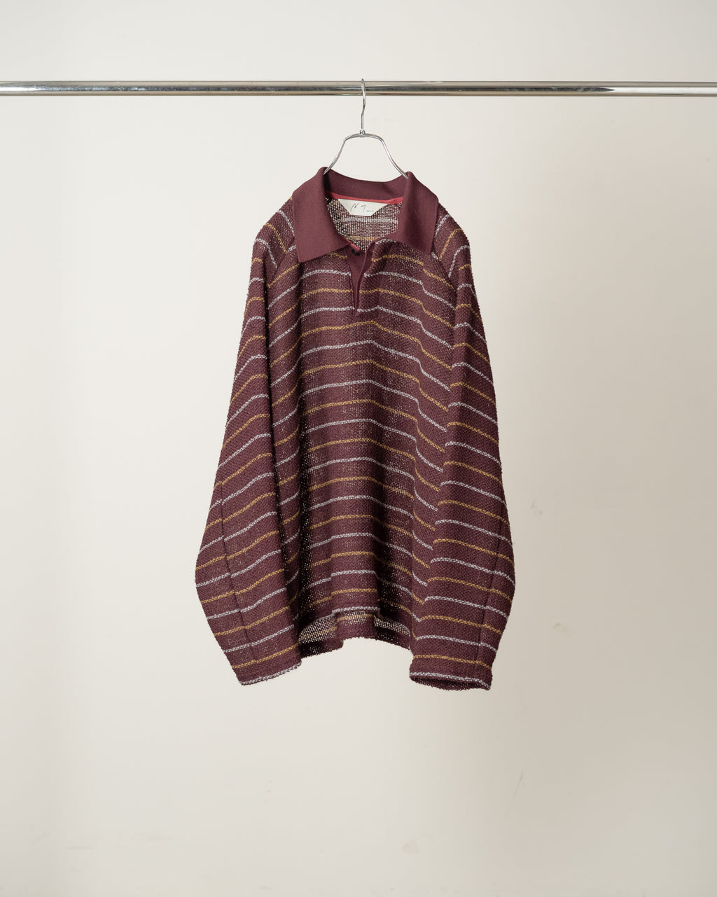 CUT BORDER SKIPPER SHIRT(BURGUNDY)