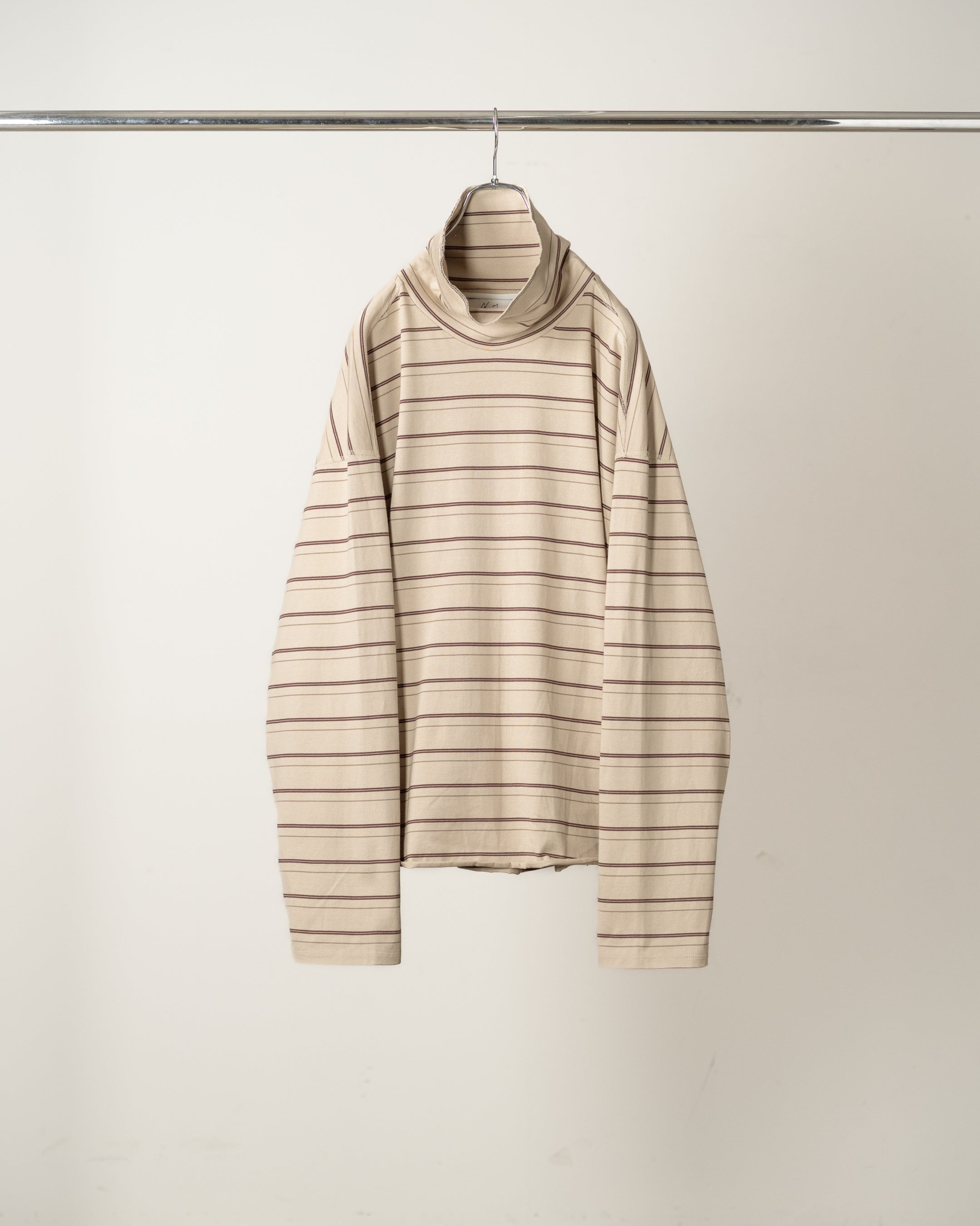 TURTLENECK BORDER LS T-SHIRT(BEIGE) – ANCELLM