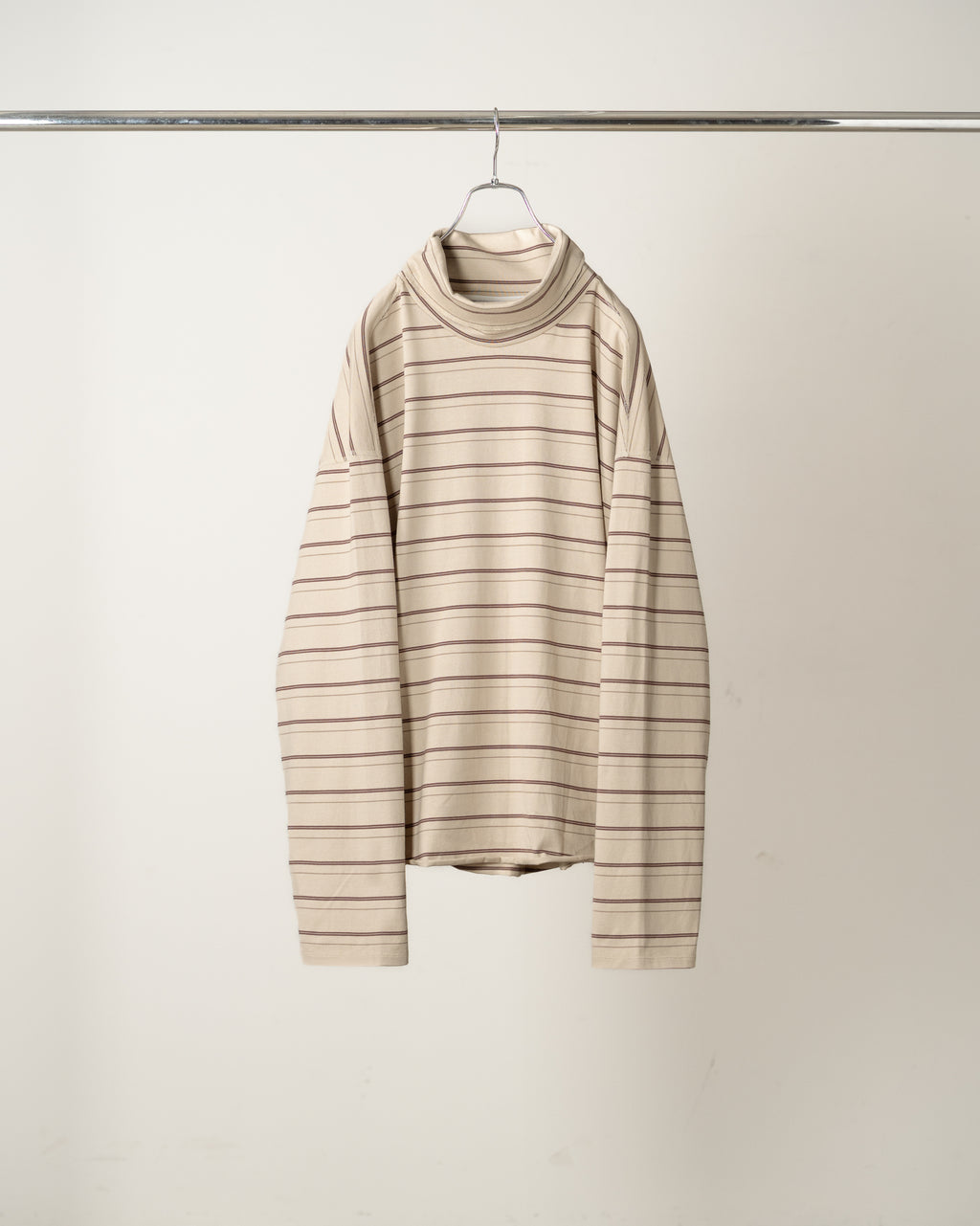 TURTLENECK BORDER LS T-SHIRT(BEIGE)