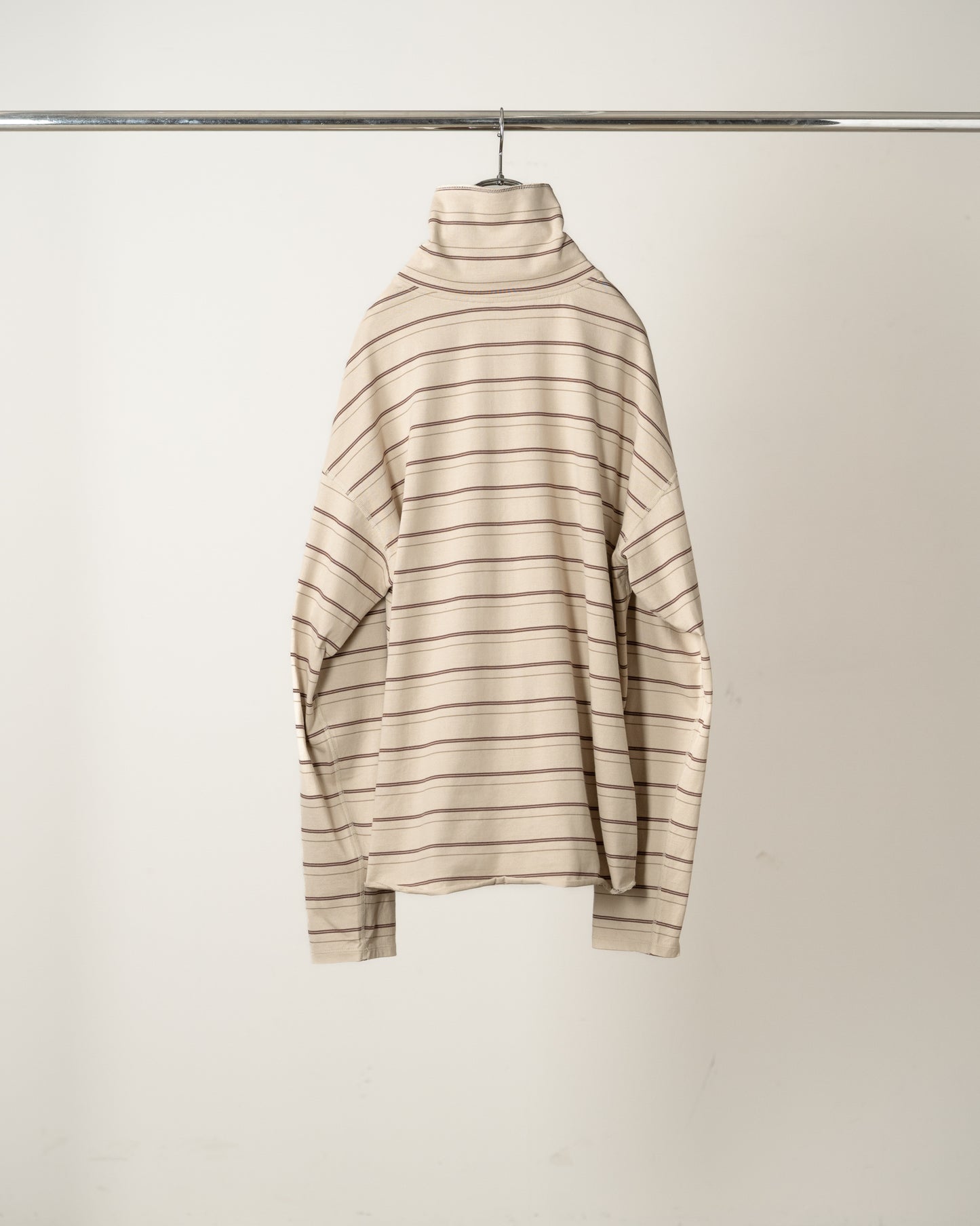 TURTLENECK BORDER LS T-SHIRT(BEIGE)