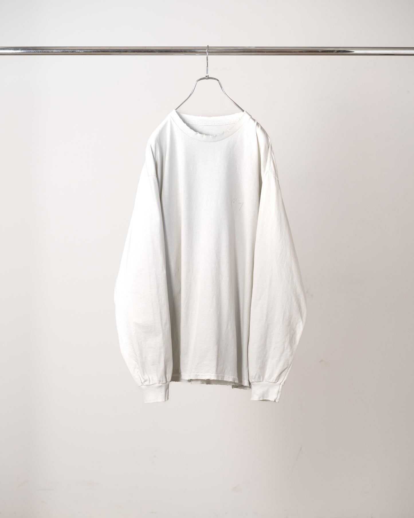EMBROIDERY DYED LS T-SHIRT(G.WHITE)