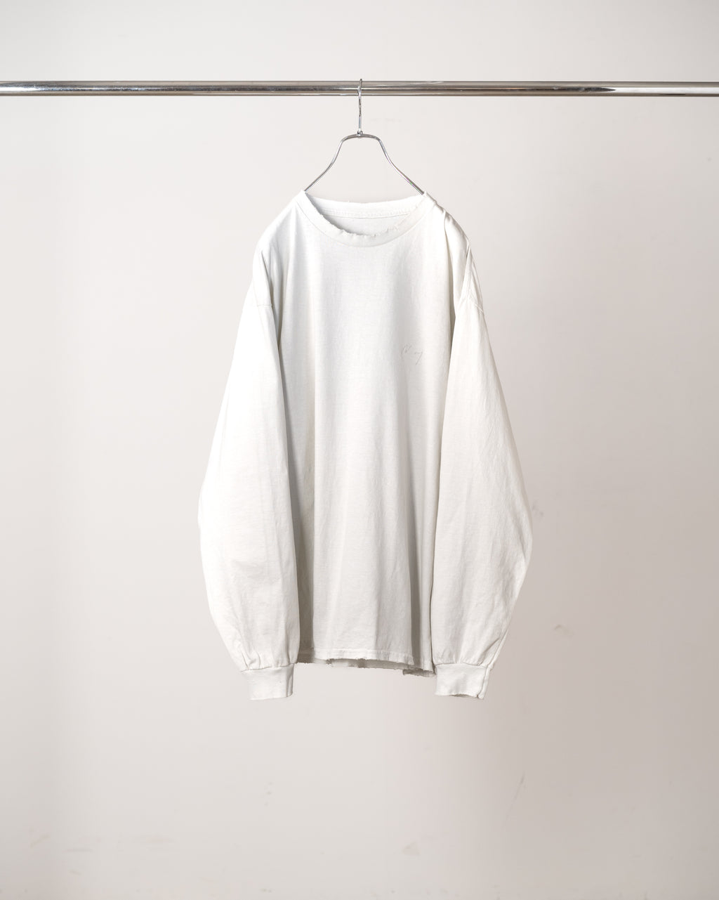 EMBROIDERY DYED LS T-SHIRT(G.WHITE)