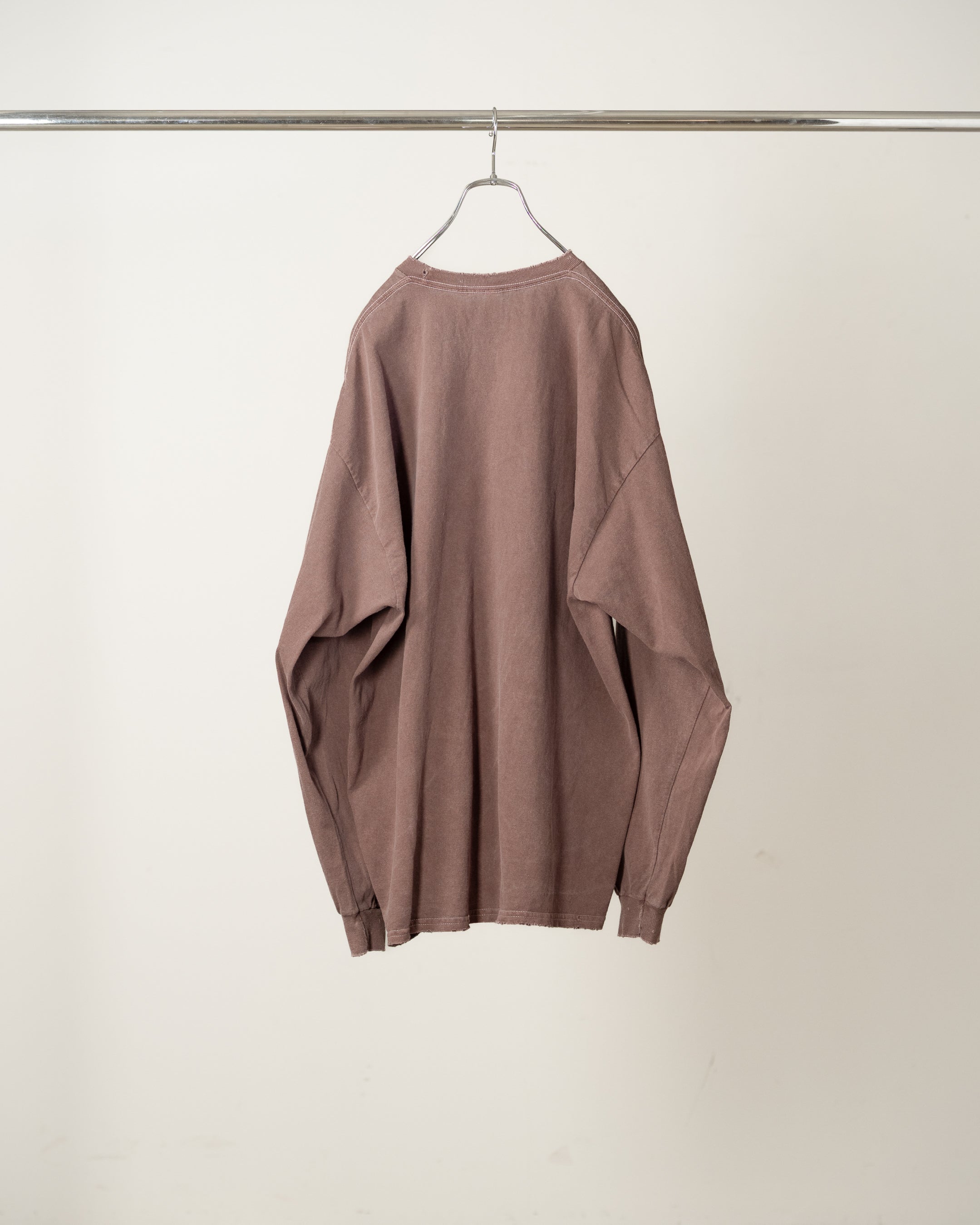 EMBROIDERY DYED LS T-SHIRT 2(MARRON) – ANCELLM