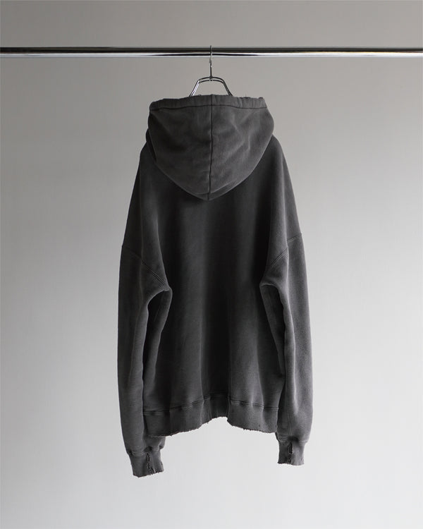 DYED DAMAGE HOODIE(F.BLACK)