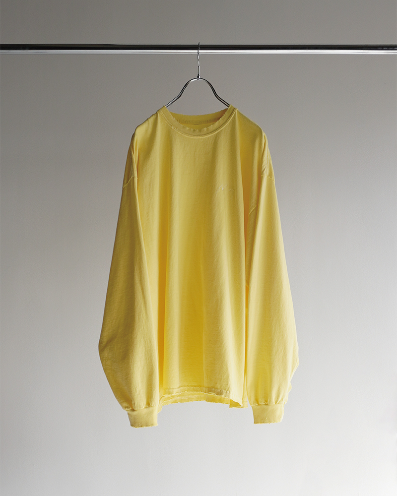 EMBROIDERY DYED LS T-SHIRT(YELLOW)