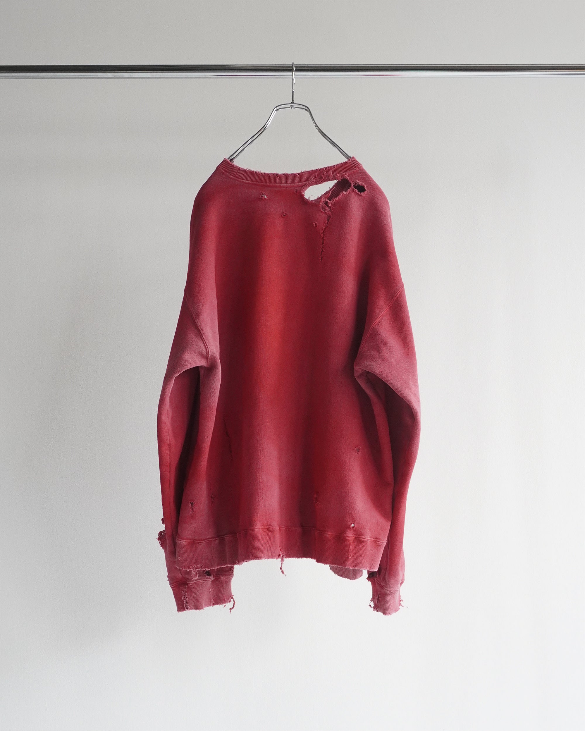 CRASH UNEVEN OVER SWEAT SHIRT(RED) - 1 / RED