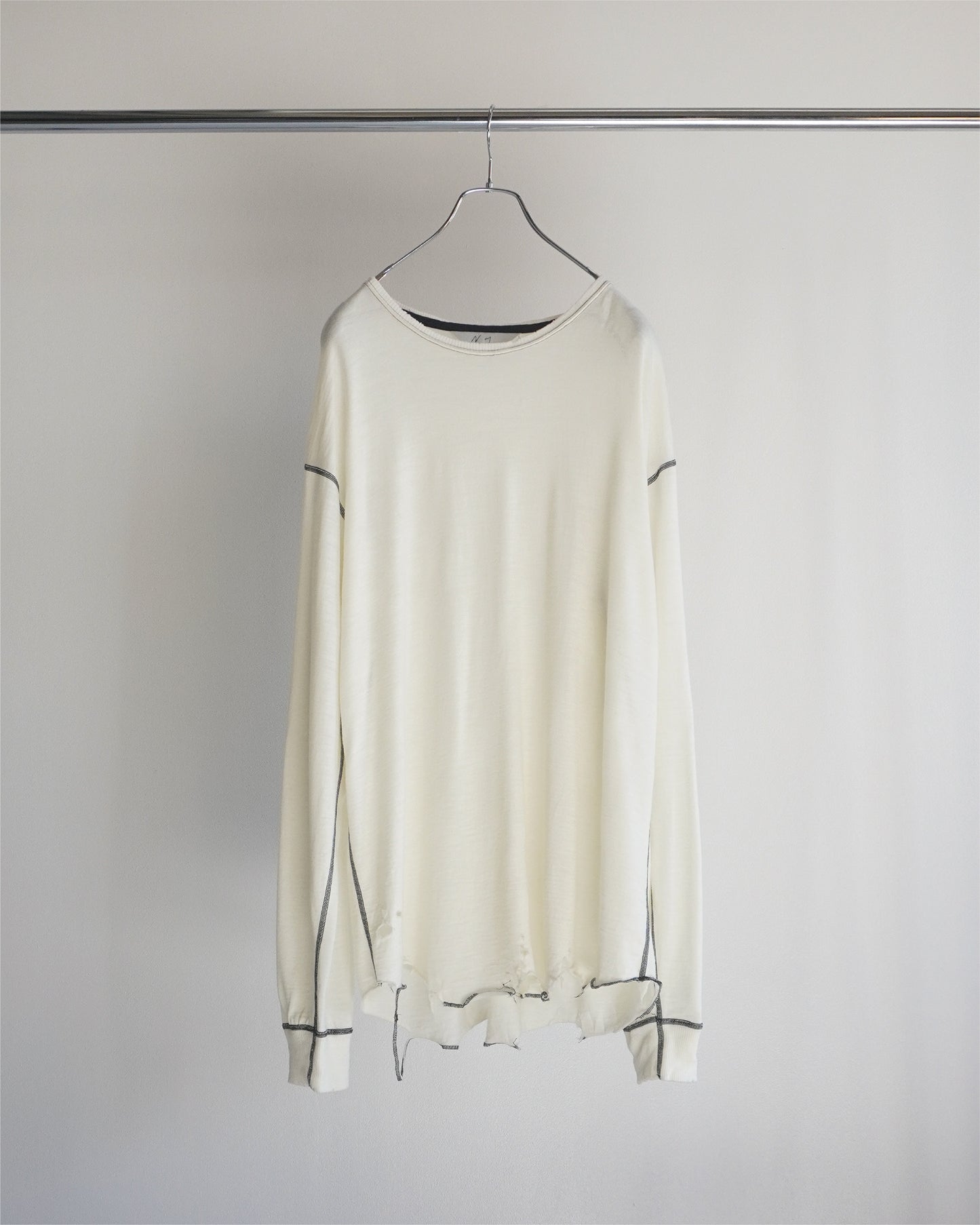 DAMAGE WOOL CREW LS T-SHIRT(IVORY)