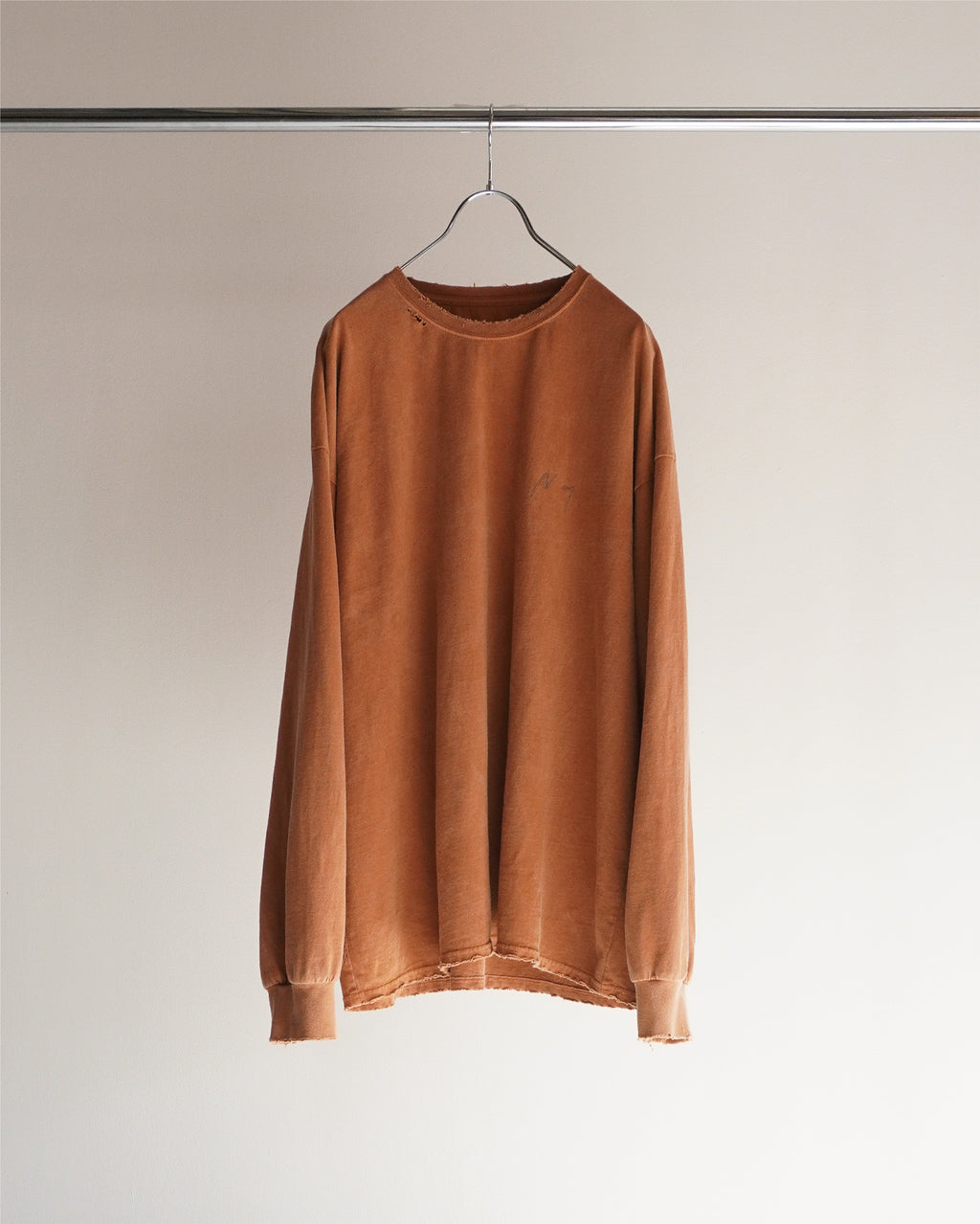 EMBROIDERY DYED LS T-SHIRT(TERRACOTTA)